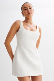 Beth Tweed Mini Dress - White