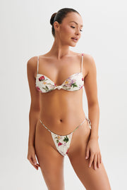 Andie Ruched String Side Bikini Brief - Bella Rosa Print