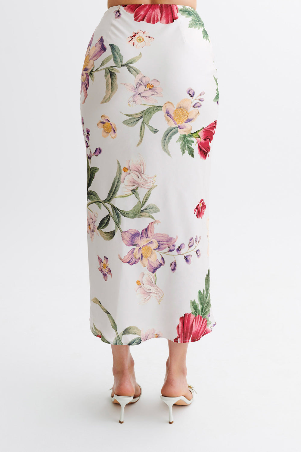Viviana Satin Midi Skirt - Bella Rosa Print