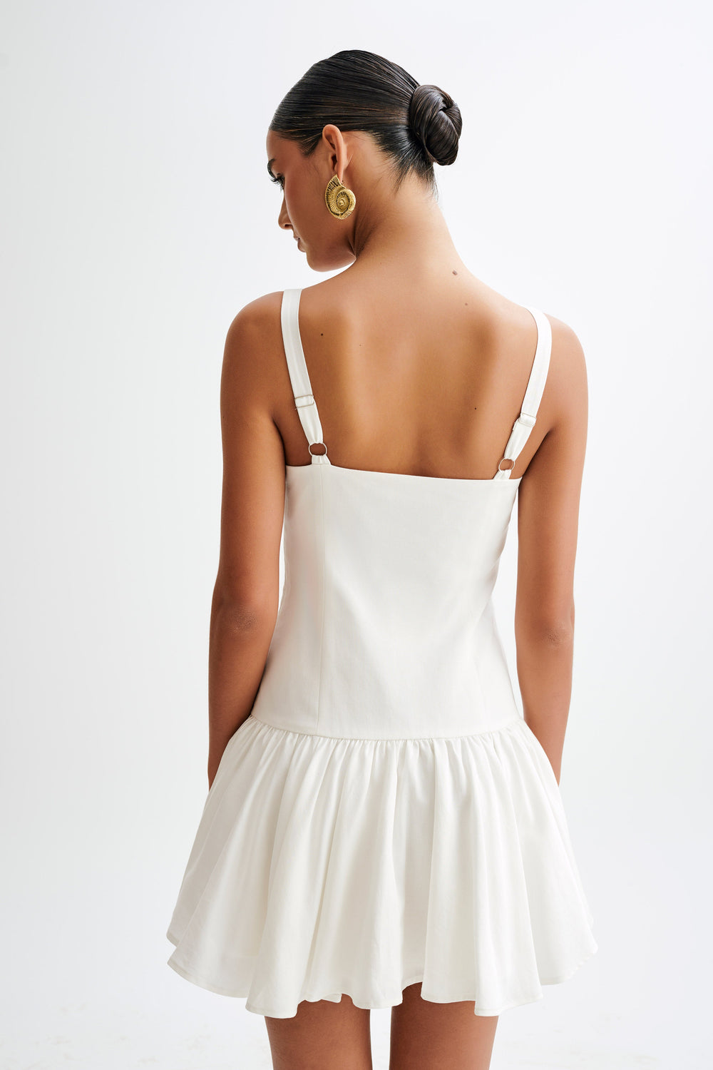 Alvara Cotton Puffy Mini Dress - White