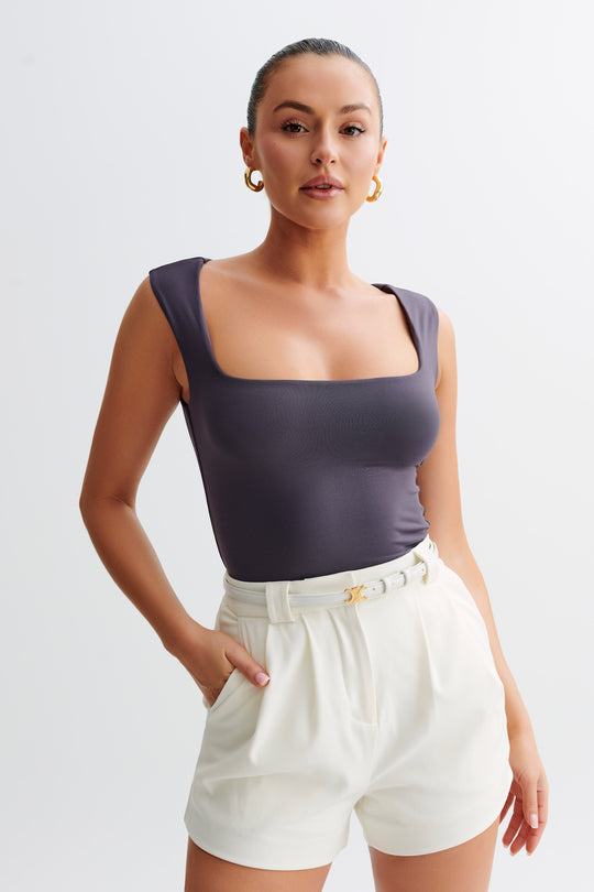 Collective Tops - Linley Recycled Nylon Long Line Top - Charcoal featured image