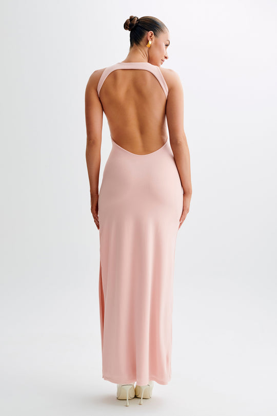 Shop Formal Dress Pink Pale - Dress Maxi Backless Slinky  Louise
