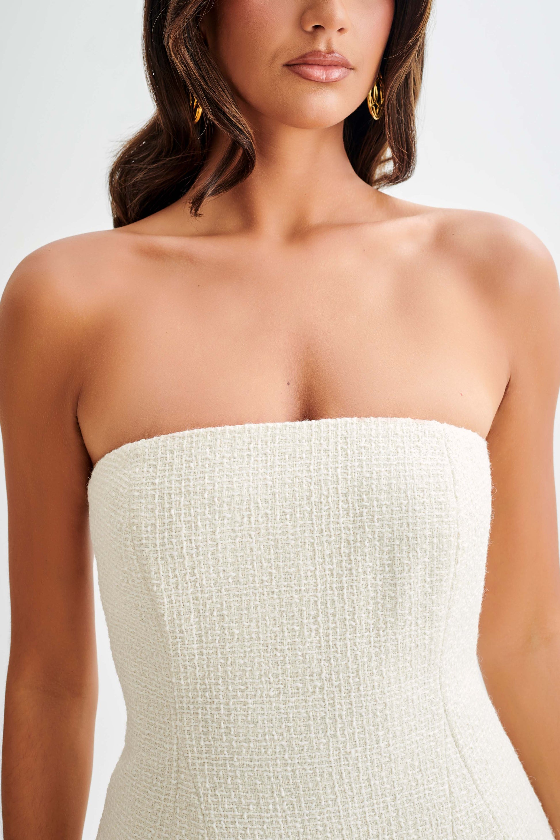 Collective Tops - Cyrus Strapless Boucle Top - Ivory fourth image