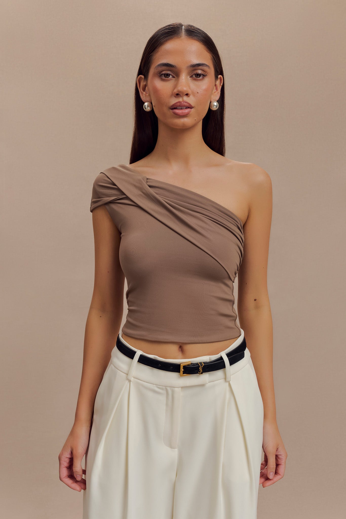 Fashion Tops One Shoulder ASOS DESIGN Cinched In Slash Neck One