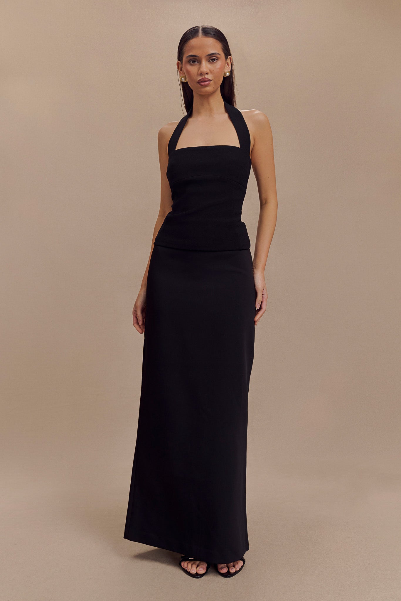 Collective Tops - Amelita Suiting Halter Top - Black fifth image