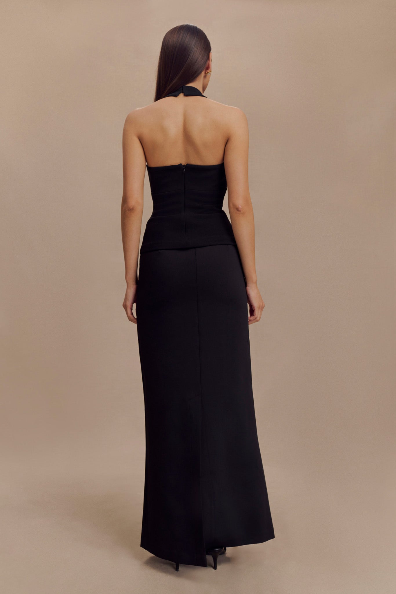 Collective Tops - Amelita Suiting Halter Top - Black sixth image