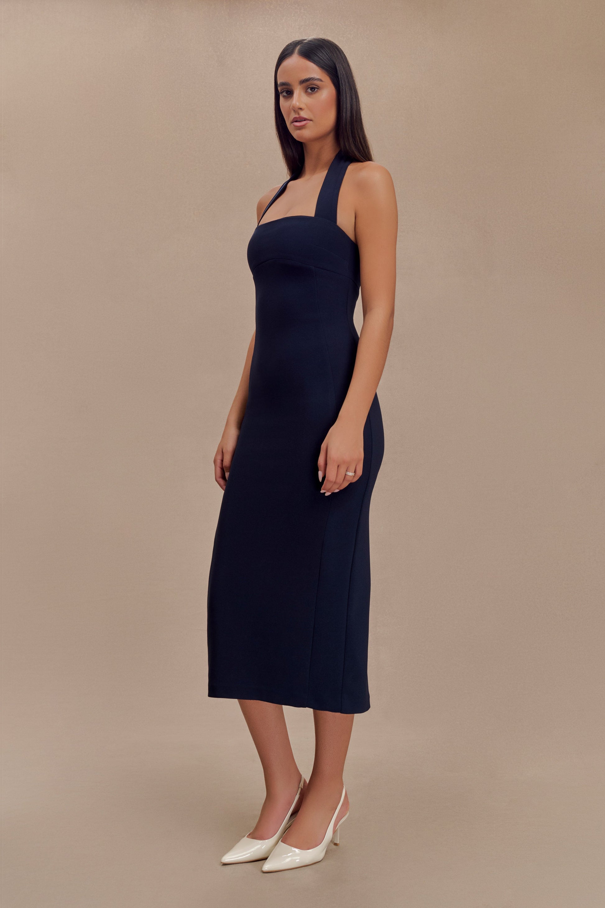 Collective Dress - Amelita Suiting Halter Midi Dress - Navy image 6