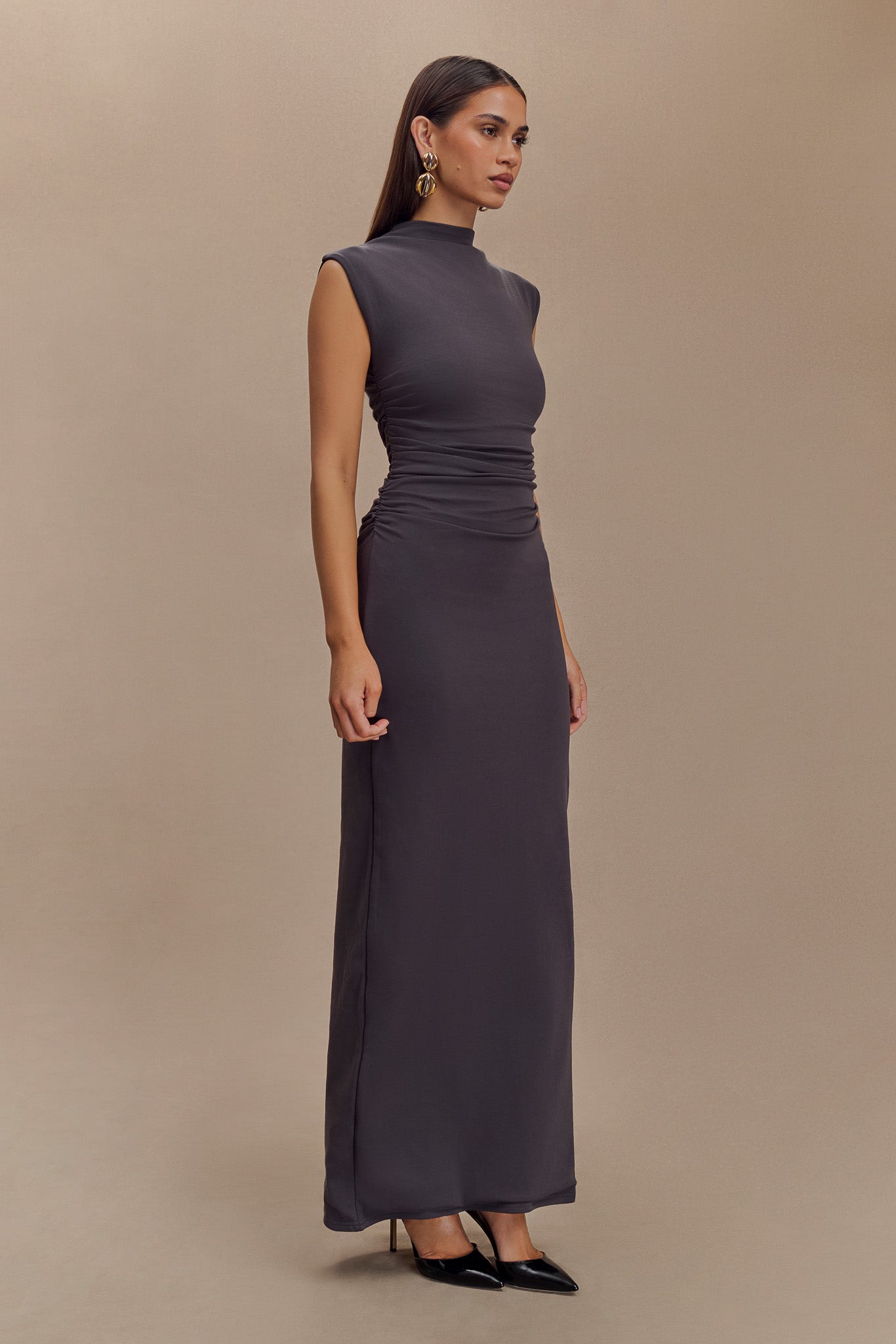 Elliot High Neck Sleeveless Maxi Dress - Dark Charcoal - Image 6