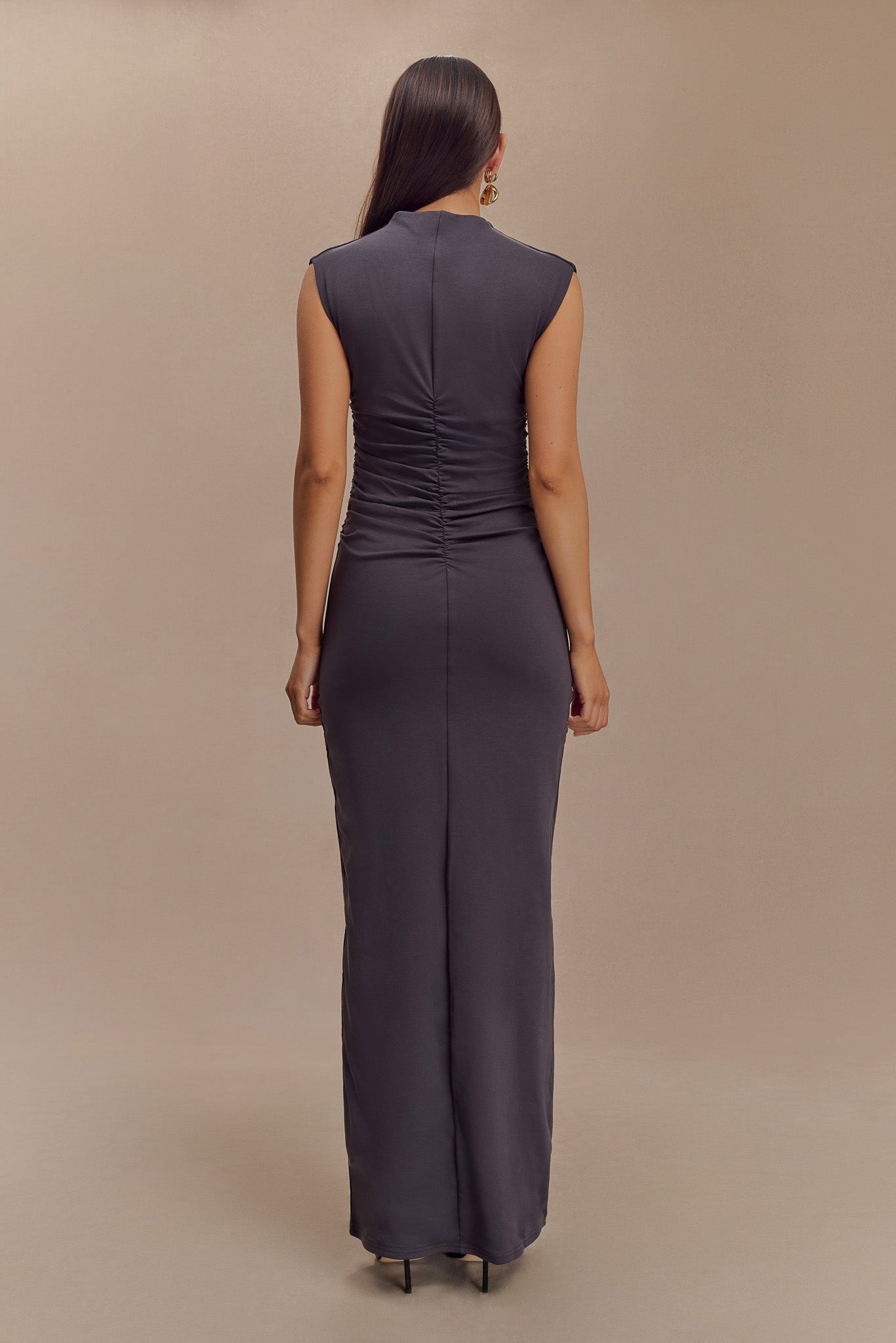 Elliot High Neck Sleeveless Maxi Dress - Dark Charcoal - Image 3