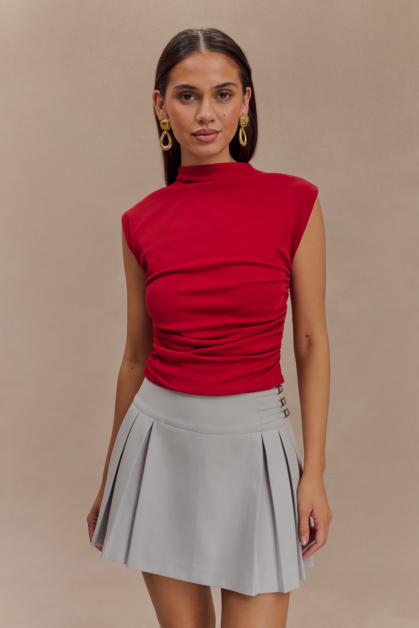 Skirt High Collar Sleeveless Top Fashion Style Girl's High Neck