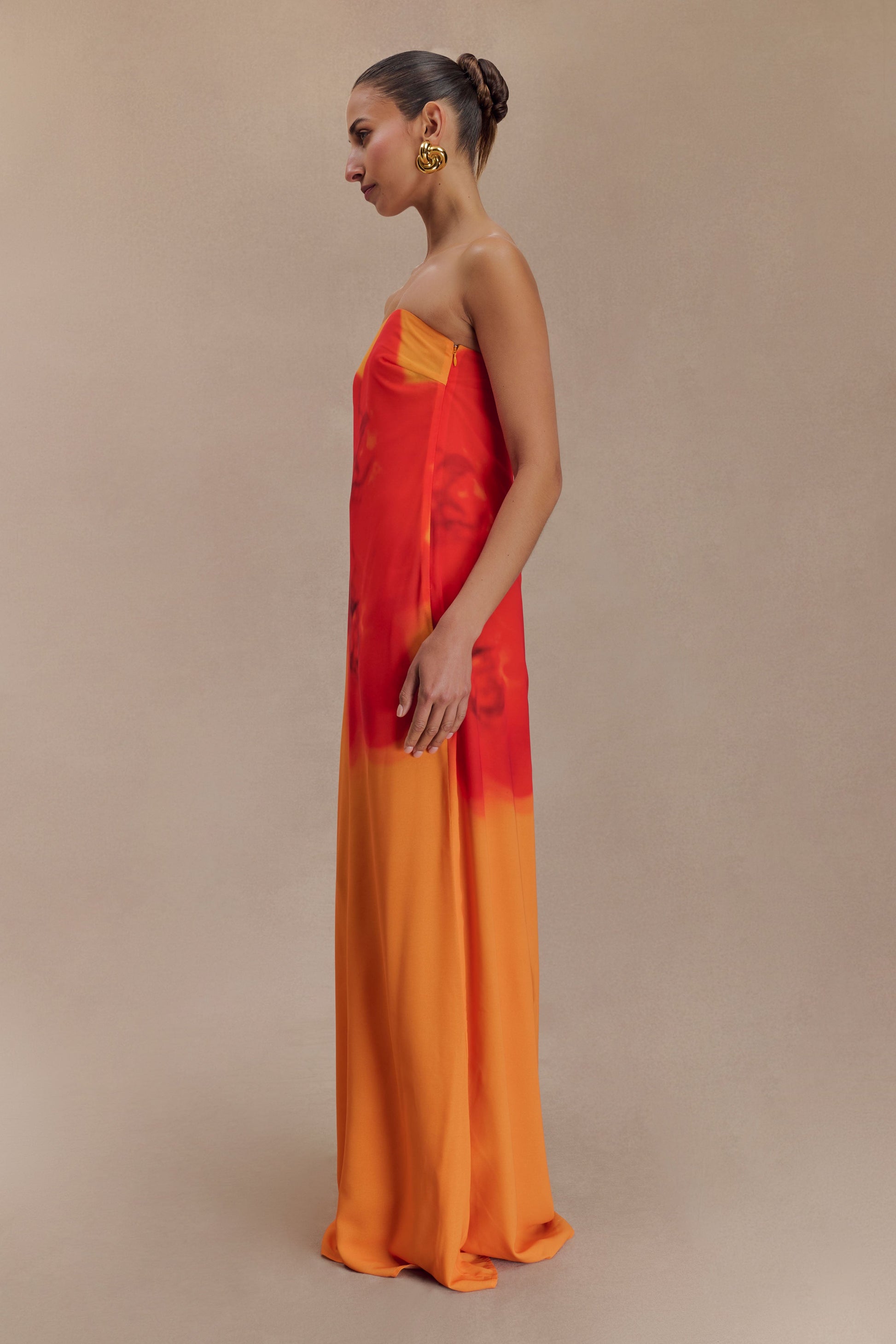 Amaya Strapless Chiffon Maxi Dress - Koi Orchid Print - View 6 | Shop Formal Dress