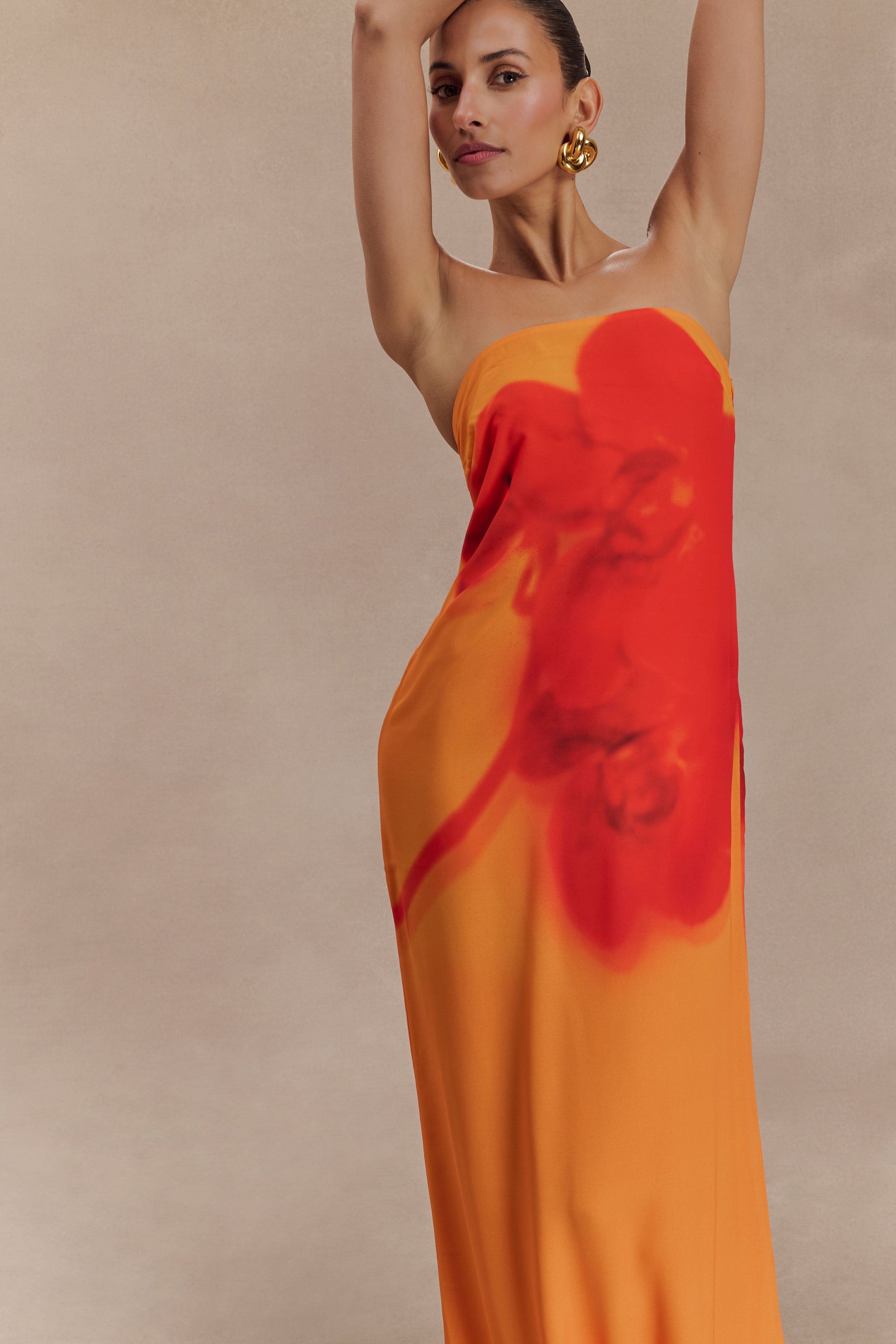 Amaya Strapless Chiffon Maxi Dress - Koi Orchid Print - View 5 | Shop Formal Dress