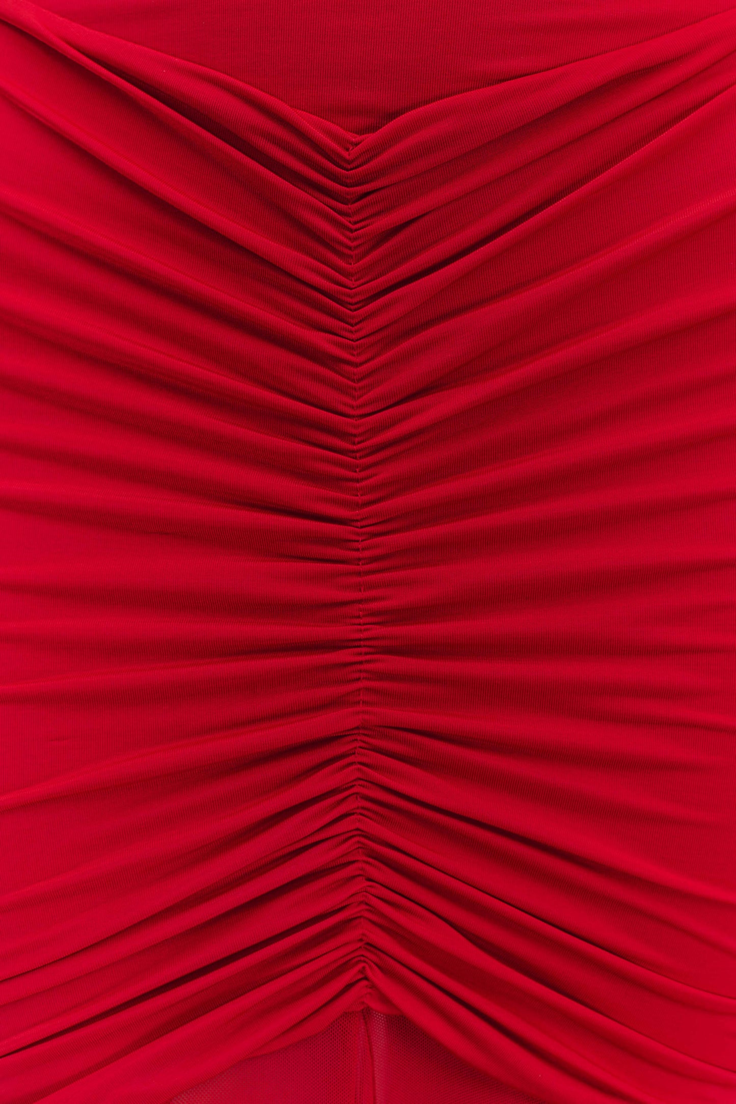 Caspian Slinky And Mesh Off Shoulder Maxi Dress - Ruby