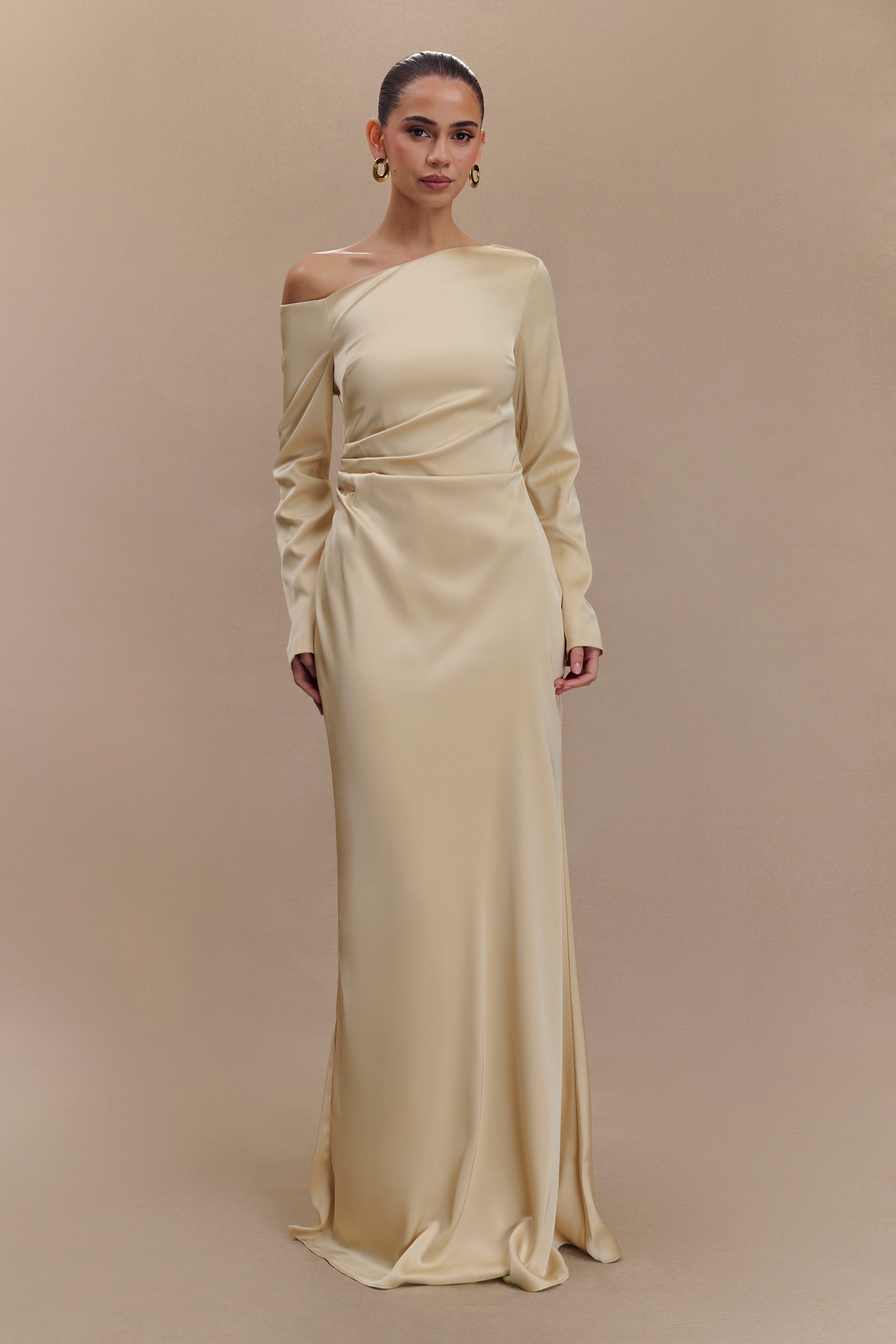 Collective Dress - Avery Long Sleeve Maxi Dress - Gold image 1