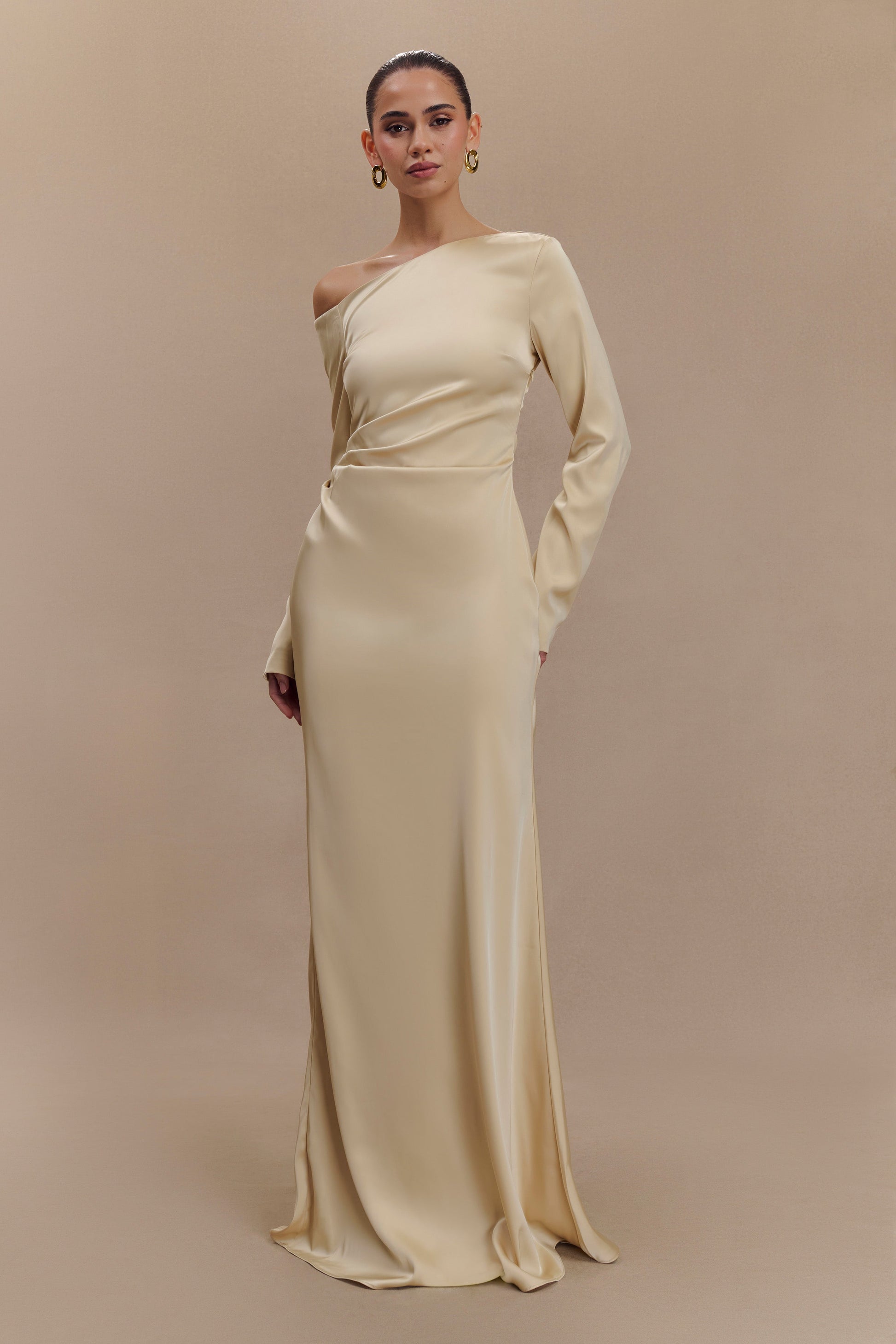 Collective Dress - Avery Long Sleeve Maxi Dress - Gold image 6