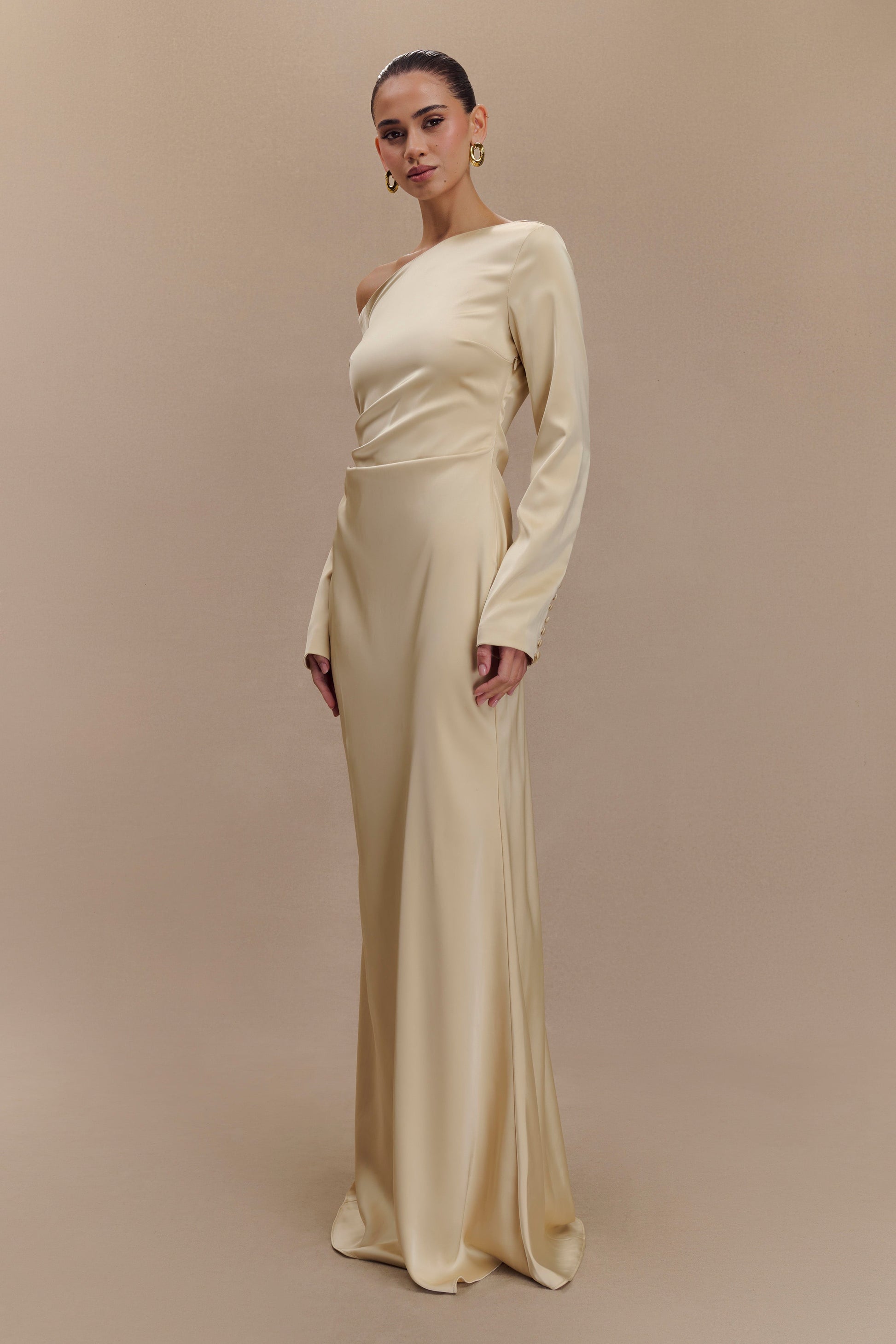 Collective Dress - Avery Long Sleeve Maxi Dress - Gold image 5
