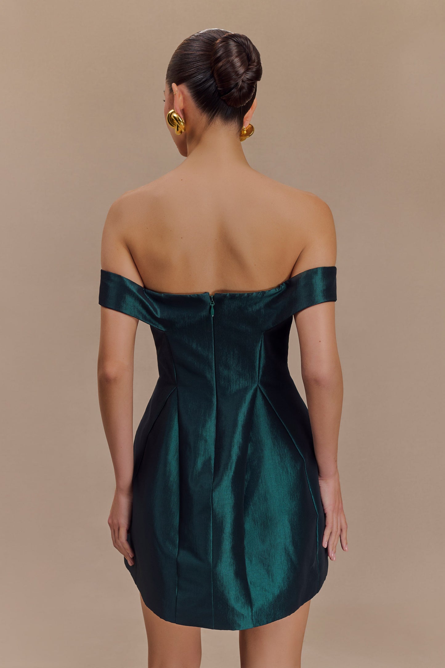 Diana Off Shoulders Mini Dress - Deep Emerald