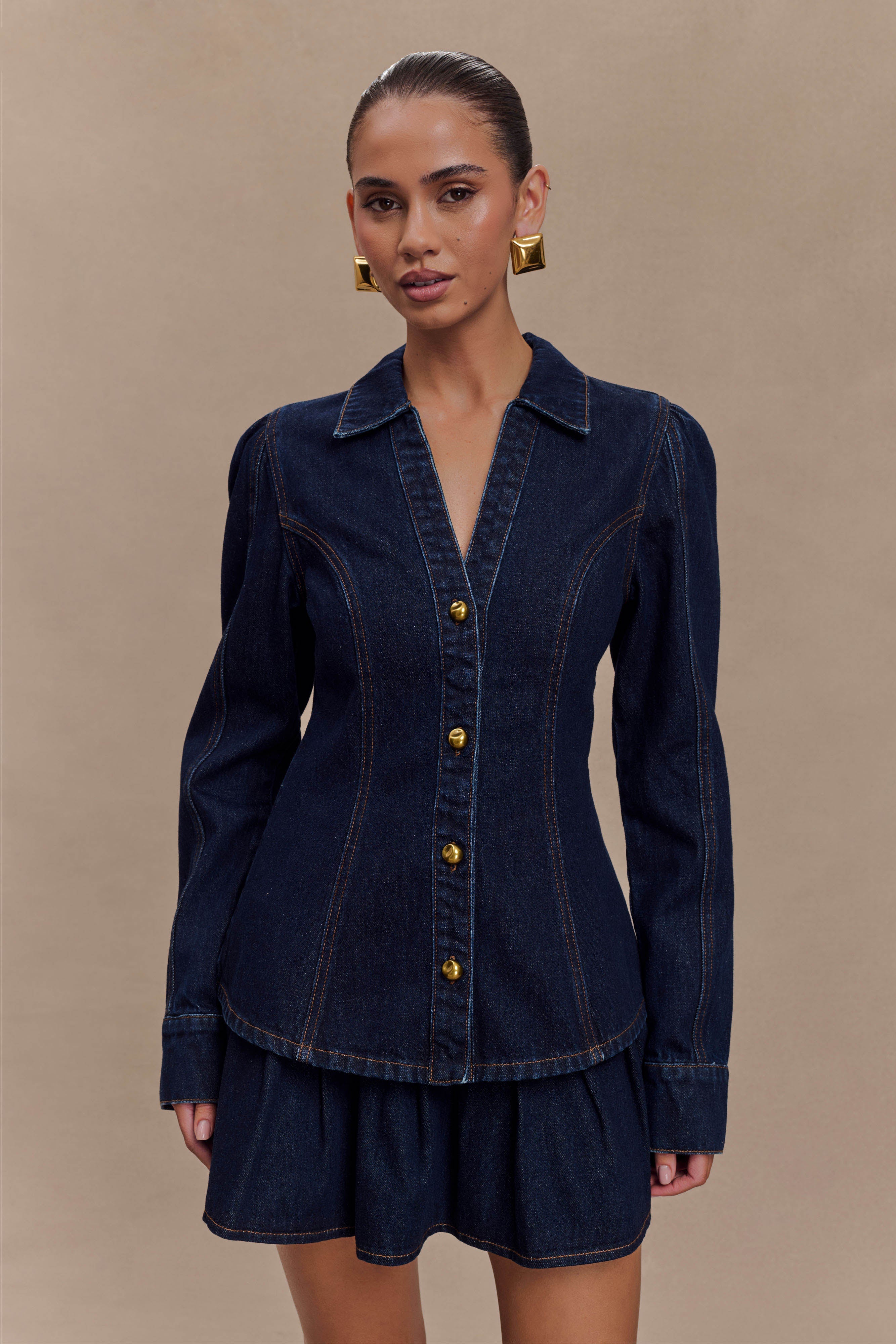 Hilary Long Sleeve Denim Top
