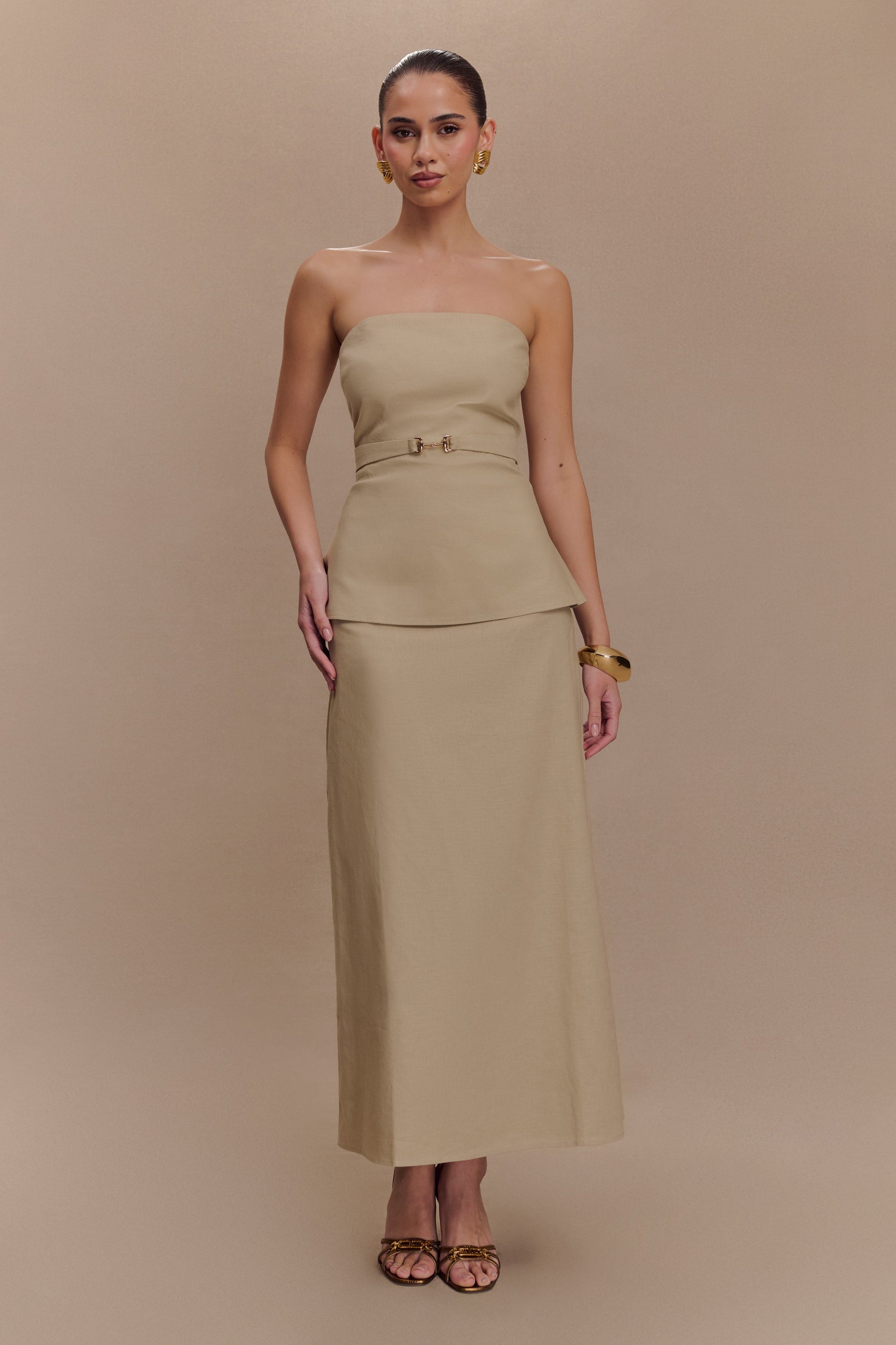 Collective Tops - Dora Strapless Linen Top - Natural sixth image