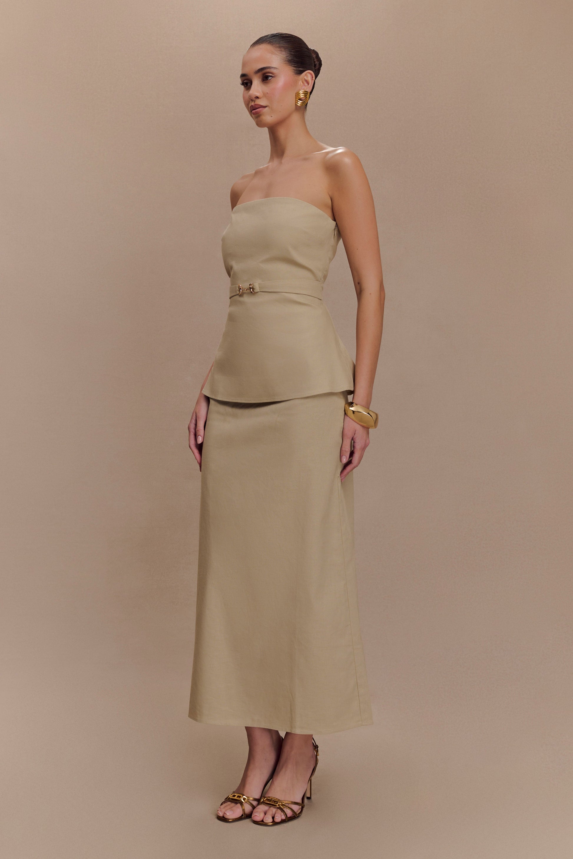 Collective Tops - Dora Strapless Linen Top - Natural fifth image