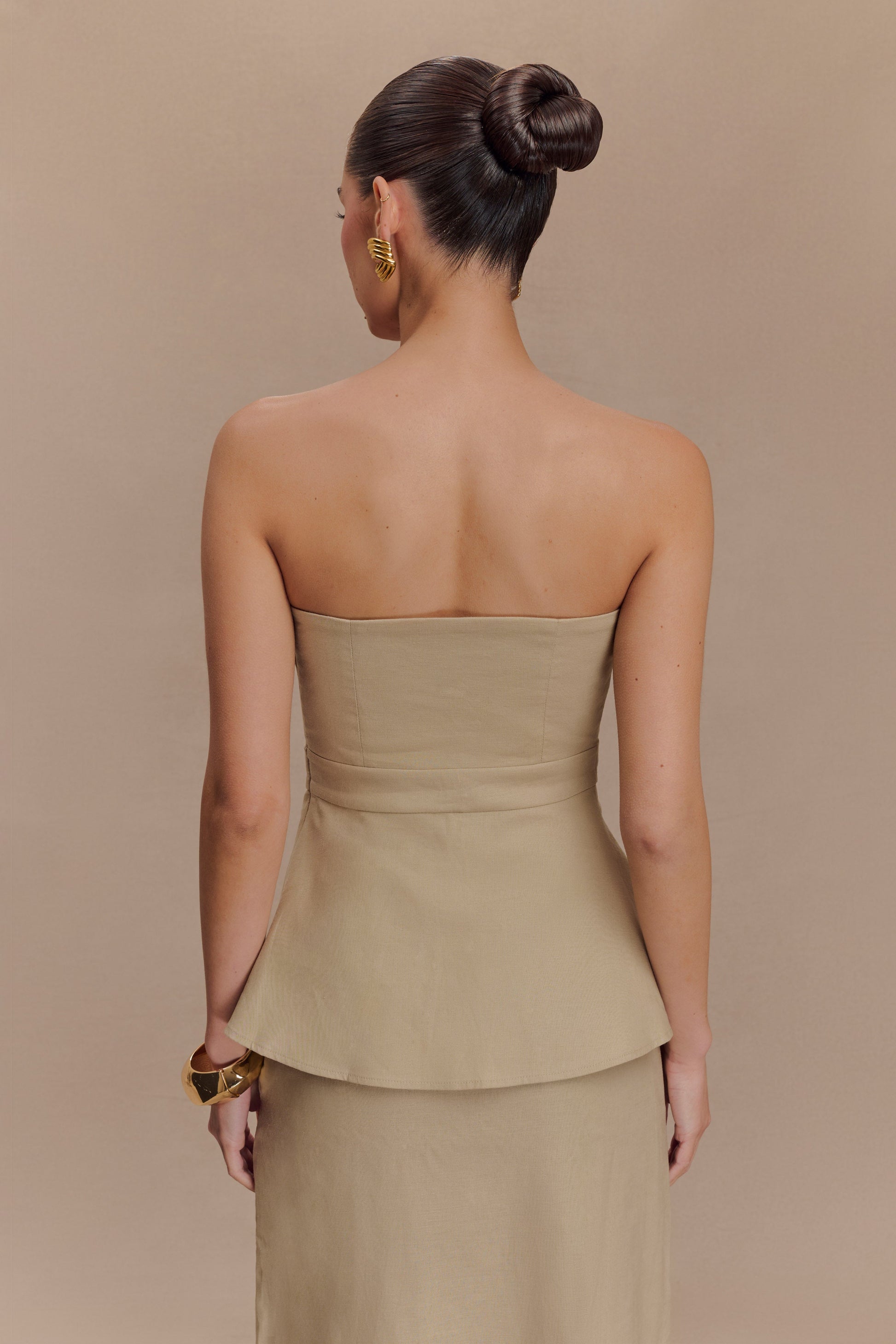 Collective Tops - Dora Strapless Linen Top - Natural third image