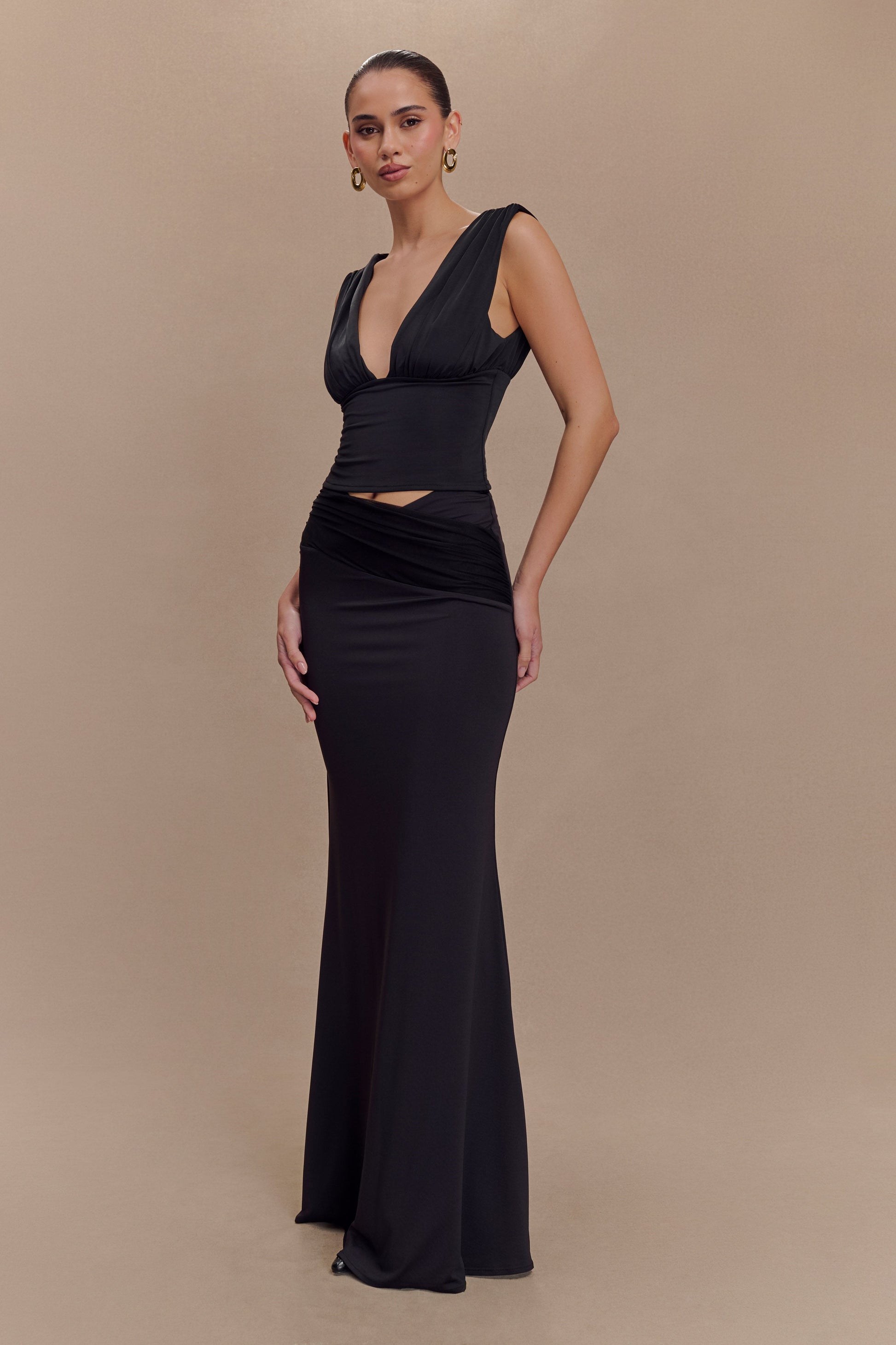 Collective Tops - Kerrigan Slinky Ruched Sleeveless Top - Black fifth image