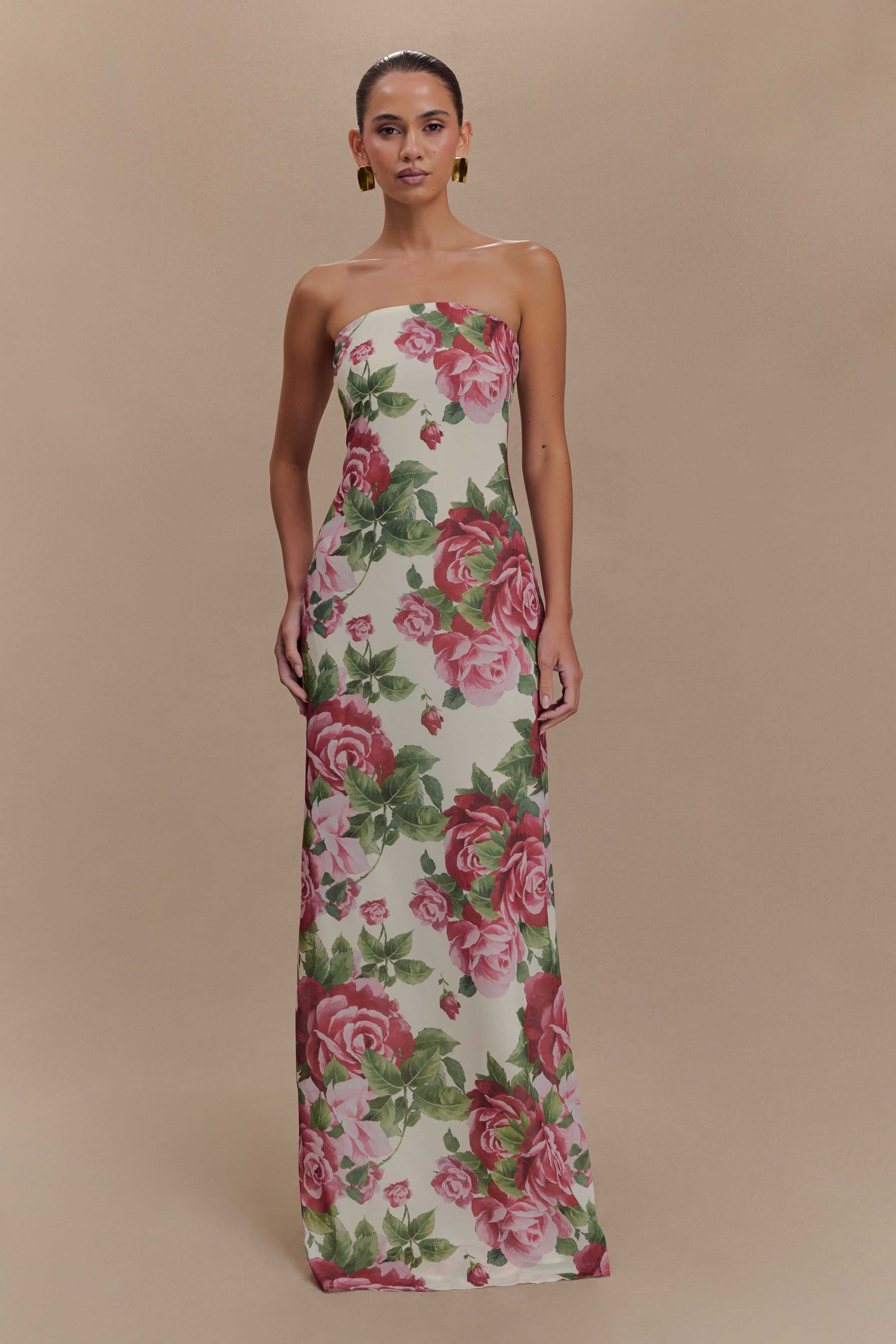 Collective Dress - Ella Strapless Chiffon Maxi Dress - Sonia Rose Print image 1