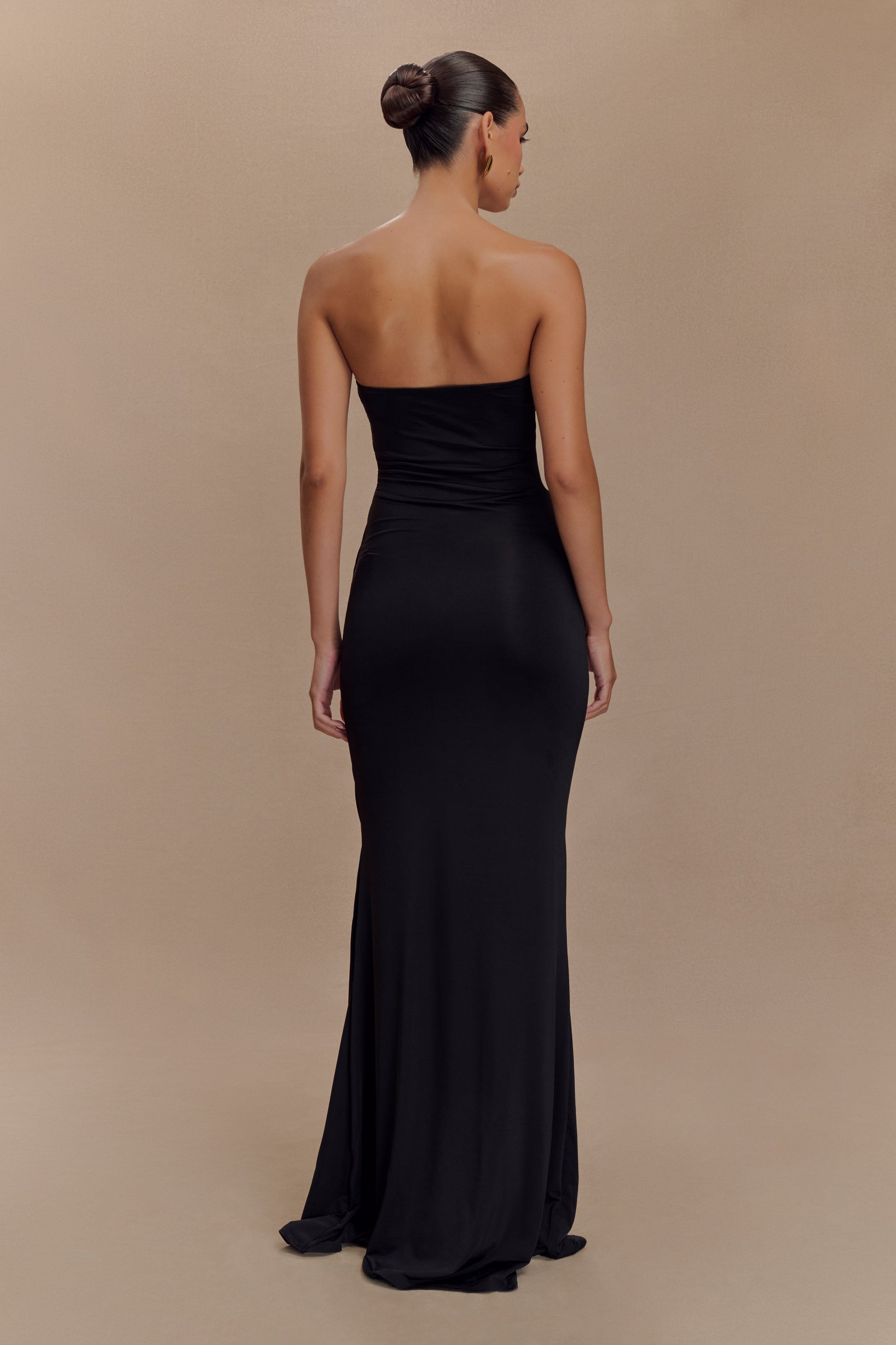 Madison Strapless Slinky Maxi Dress - Black - View 3 | Shop Formal Dress