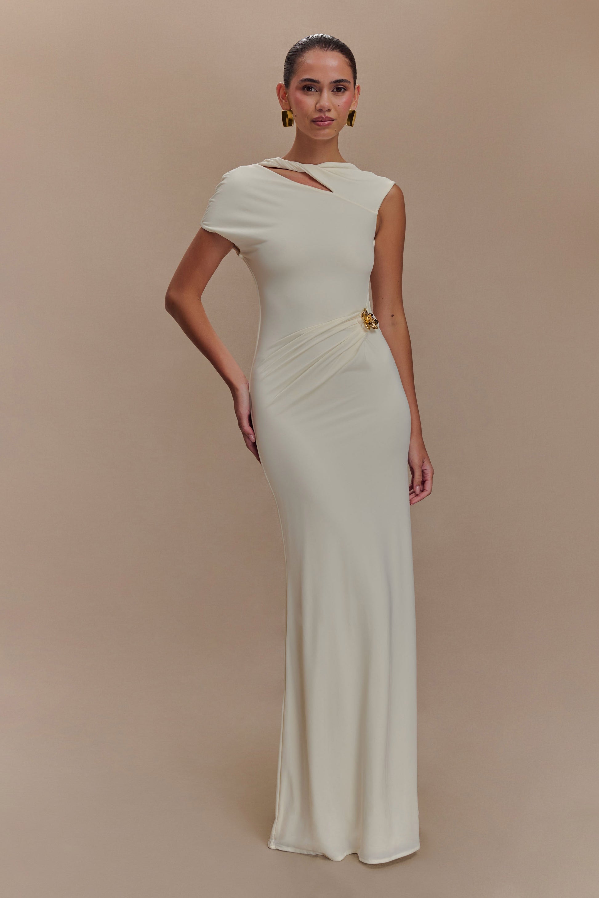 Collective Dress - Kaida Slinky Maxi Dress With Hardware - Ivory image 6