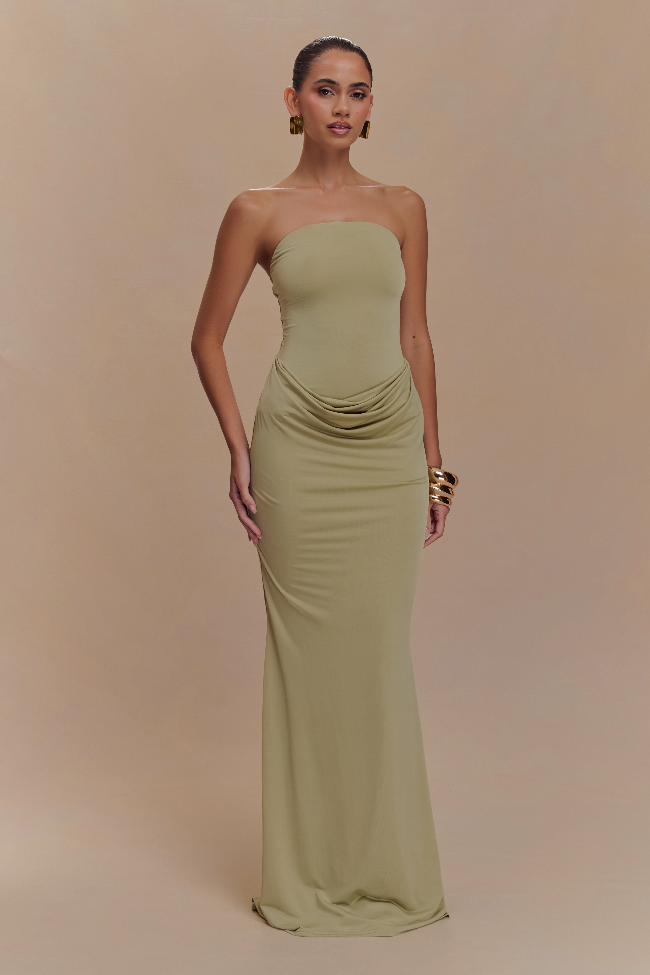 Madison Strapless Slinky Maxi Dress