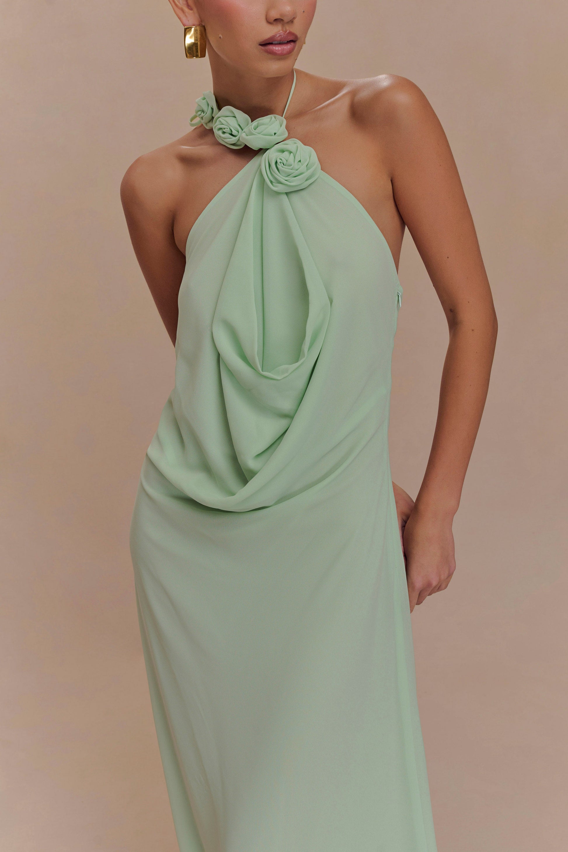 Rosalia Cowl Neck Maxi Dress - Sage - View 4 | Shop Formal Dress