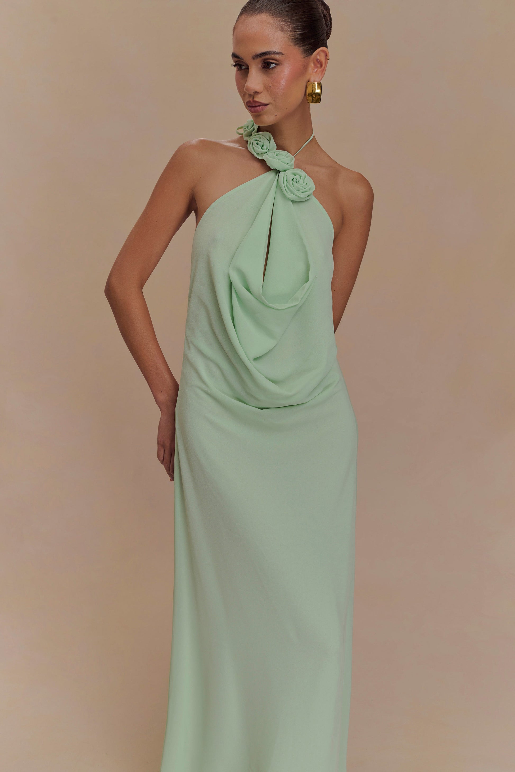 Rosalia Cowl Neck Maxi Dress - Sage - View 6 | Shop Formal Dress