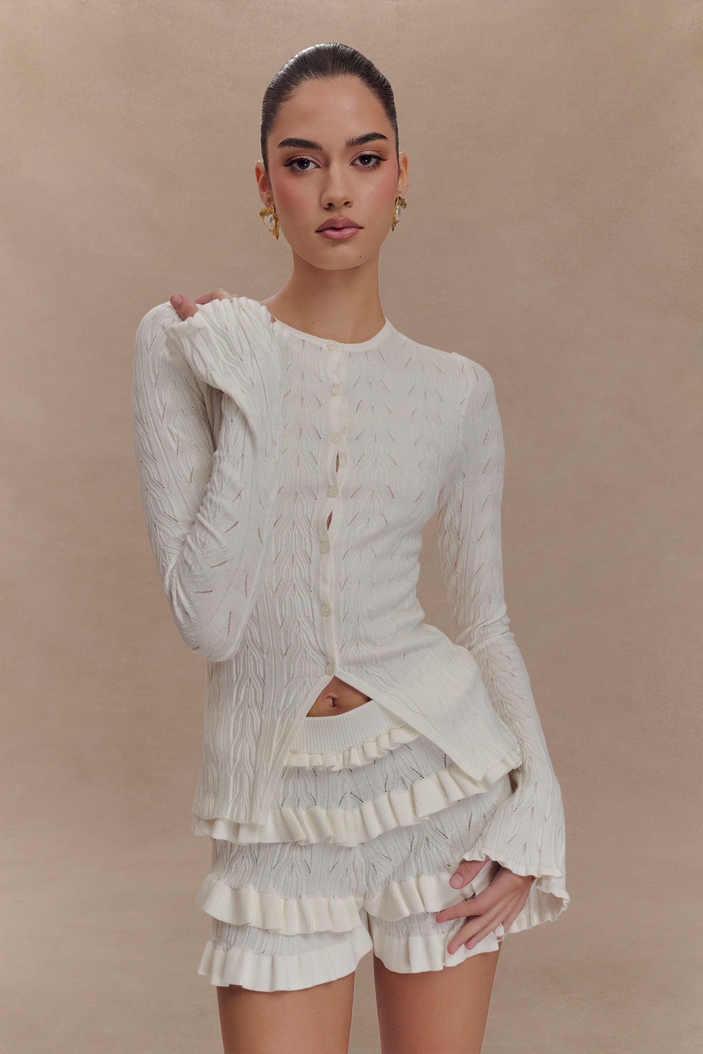 Amy Pointelle Knit Frill Bloomers - Ivory