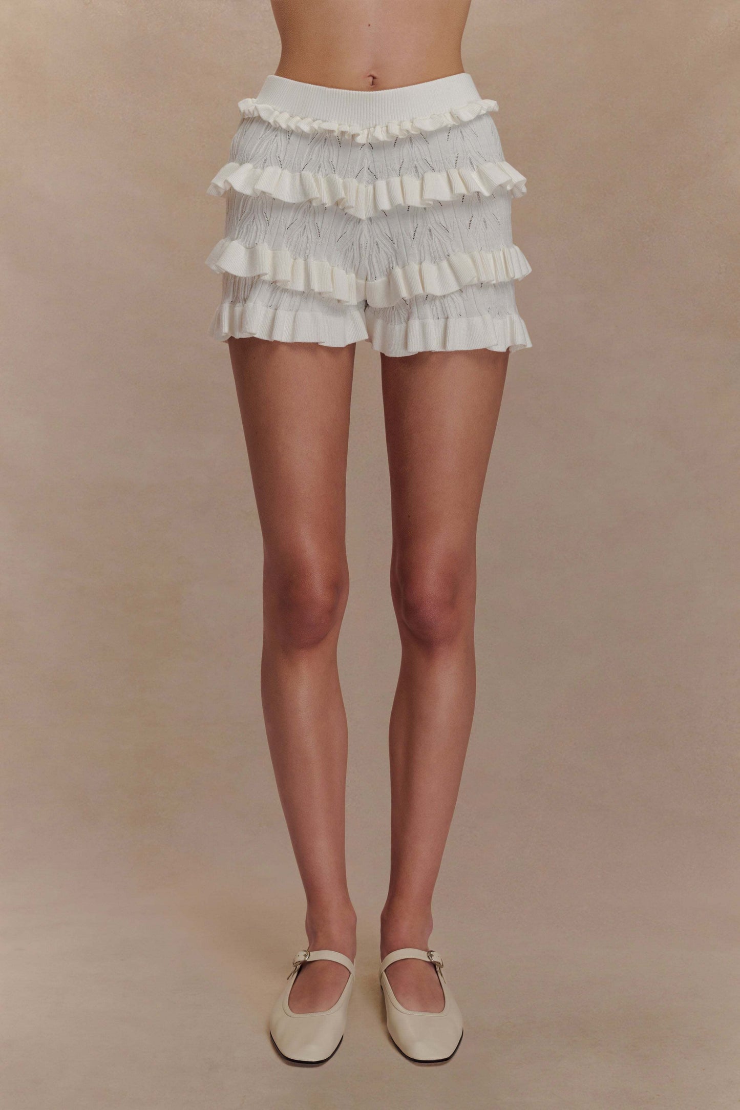 Amy Pointelle Knit Frill Bloomers - Ivory