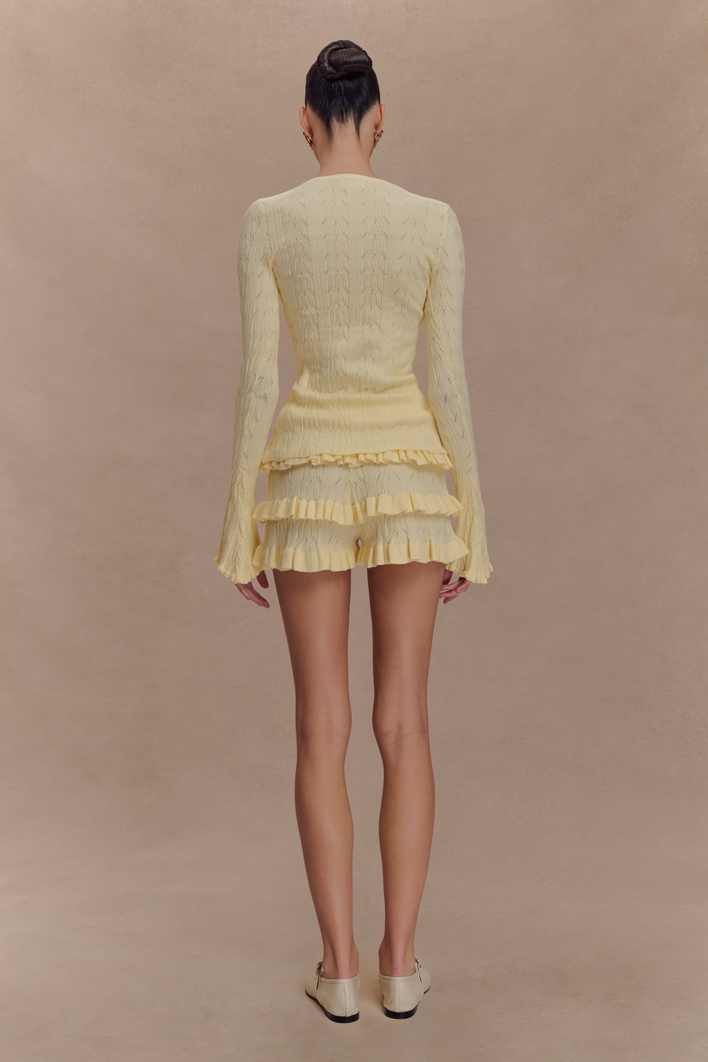 Amy Pointelle Knit Frill Bloomers - Lemon