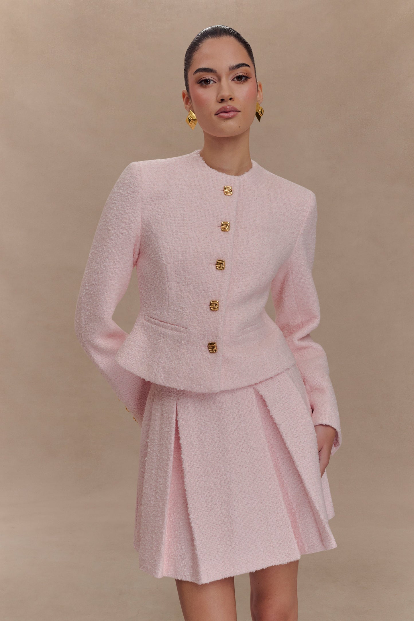 Cleo Boucle Jacket - Powder Pink