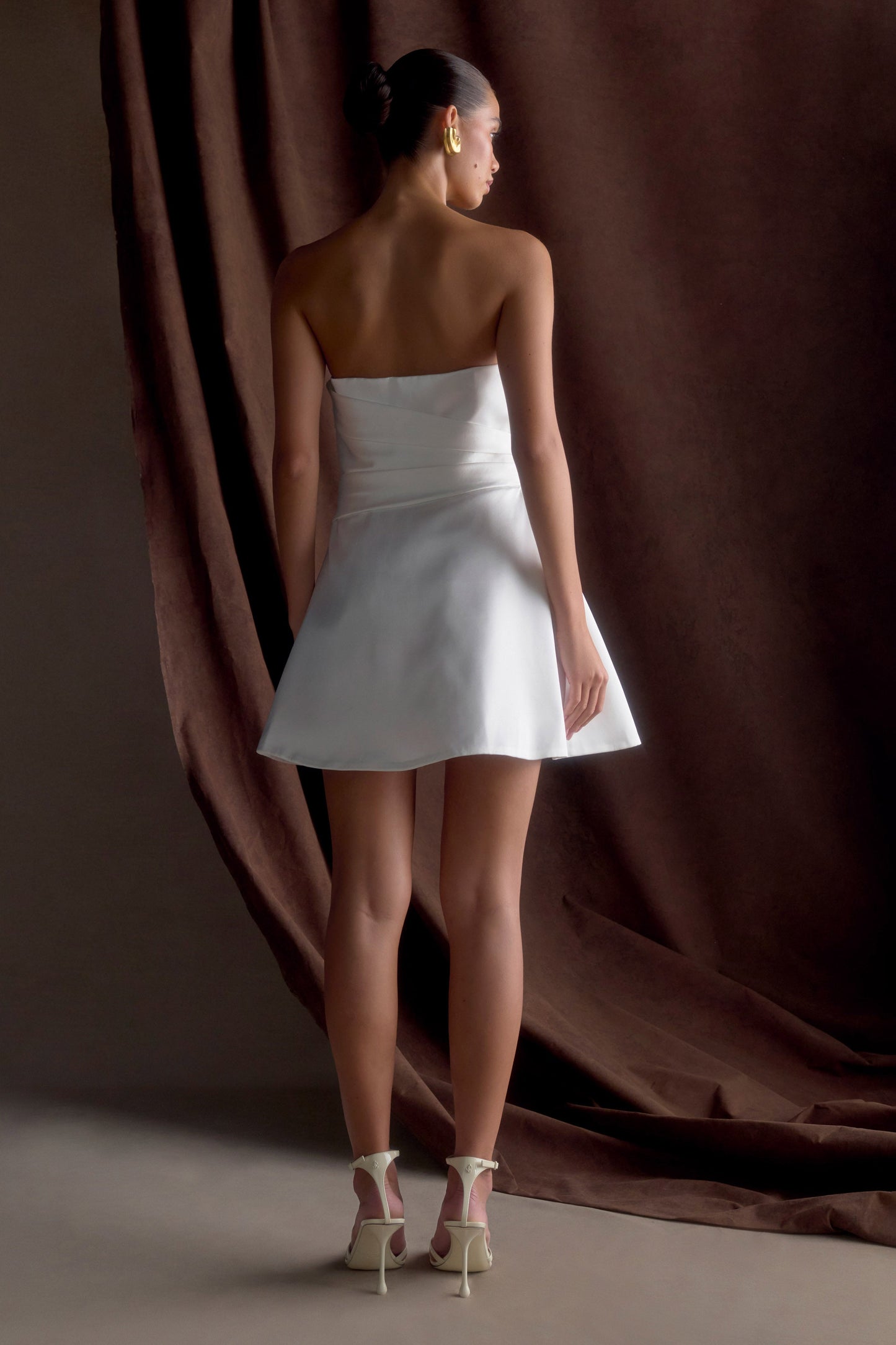Lora Strapless Satin Mini Dress - White