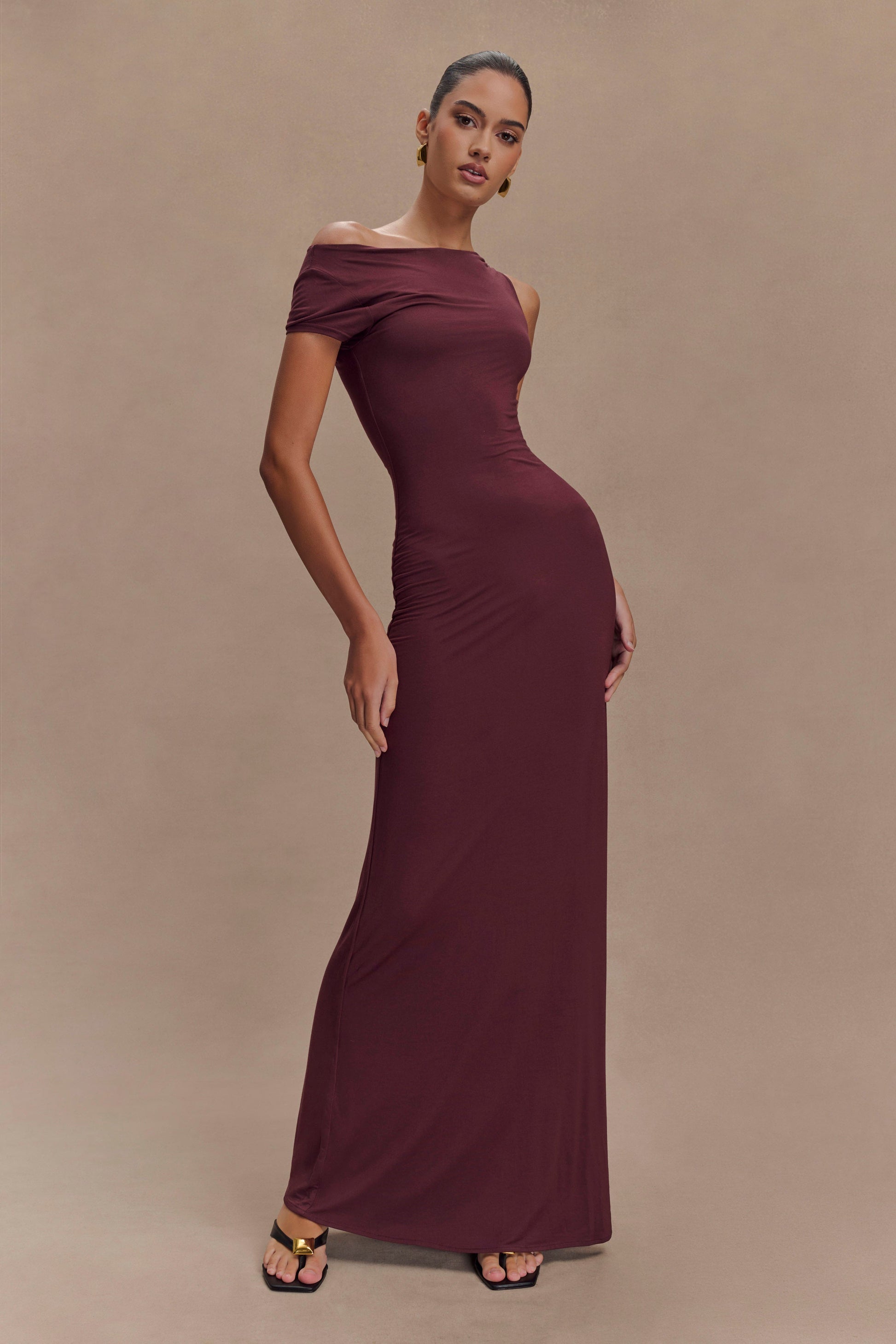 Collective Dress - Tamsin Short Sleeve Modal Maxi Dress - Mahogany image 5