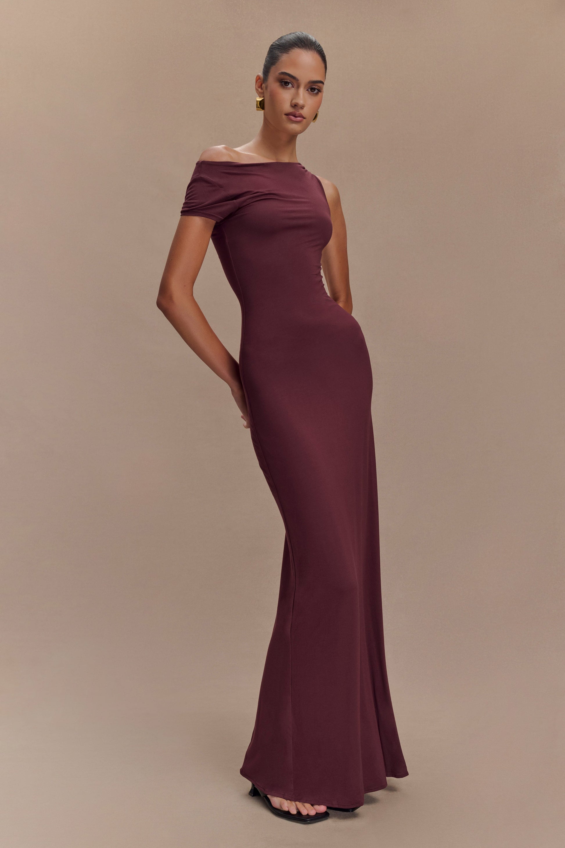 Collective Dress - Tamsin Short Sleeve Modal Maxi Dress - Mahogany image 6