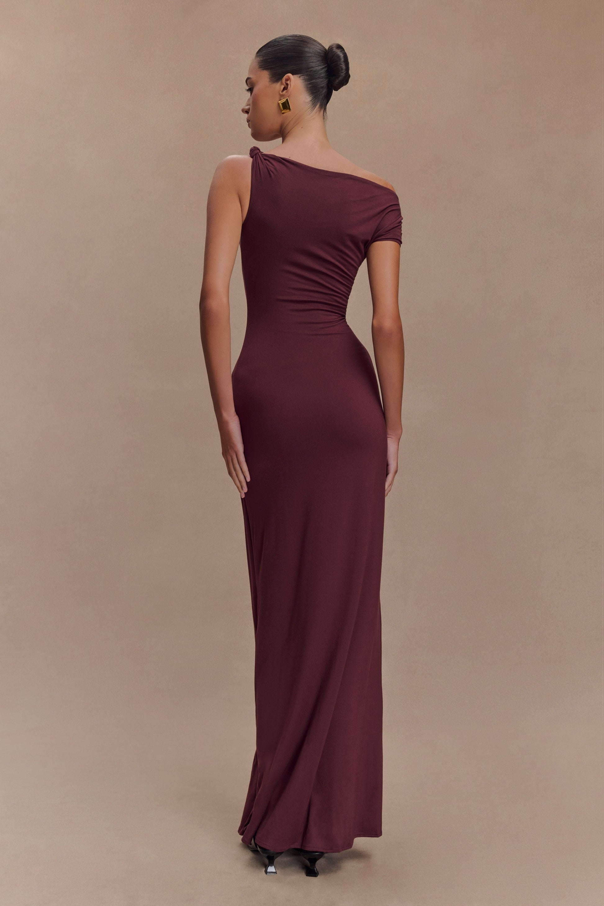Collective Dress - Tamsin Short Sleeve Modal Maxi Dress - Mahogany image 3