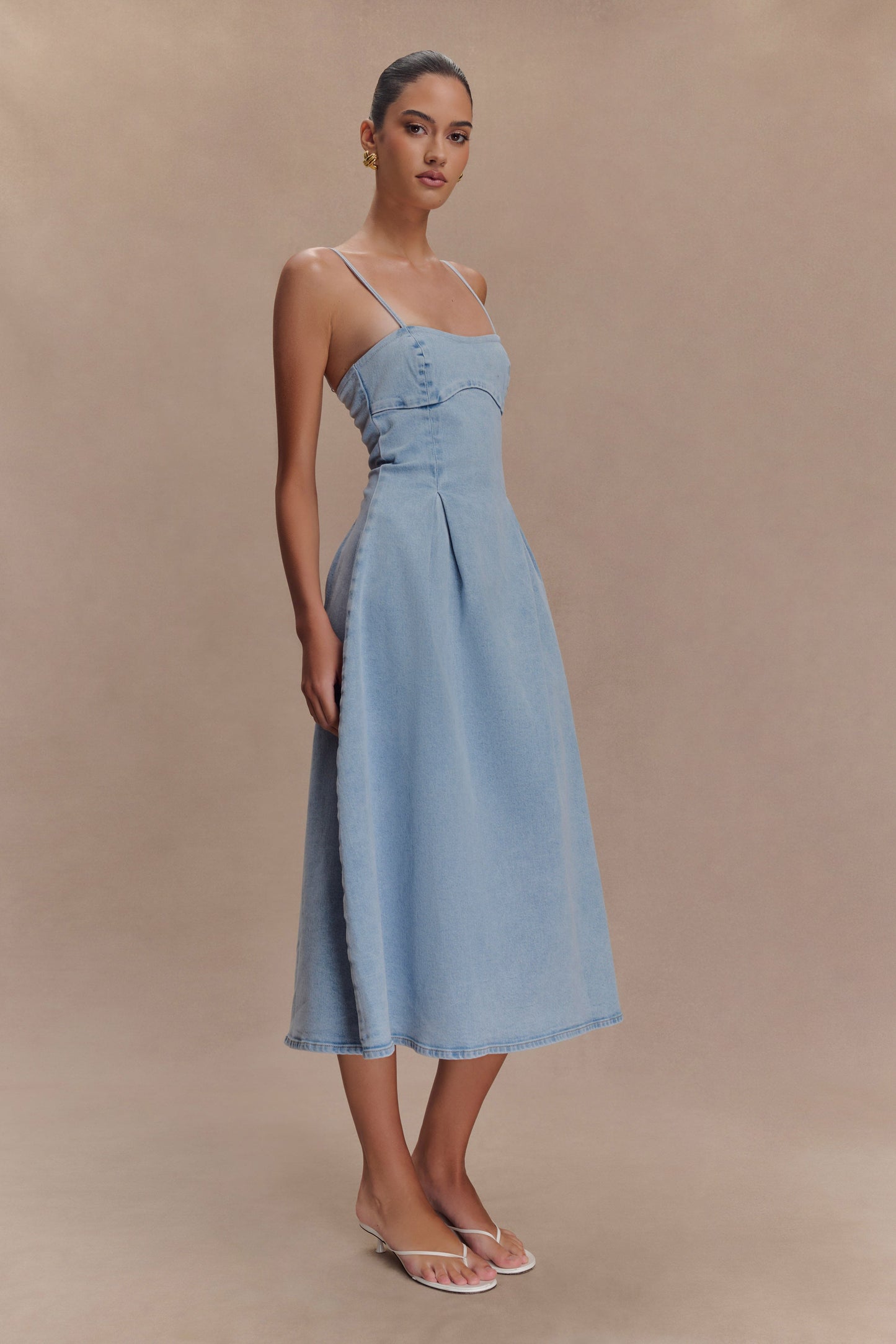 Harlyn Denim Midi Dress - Light Blue
