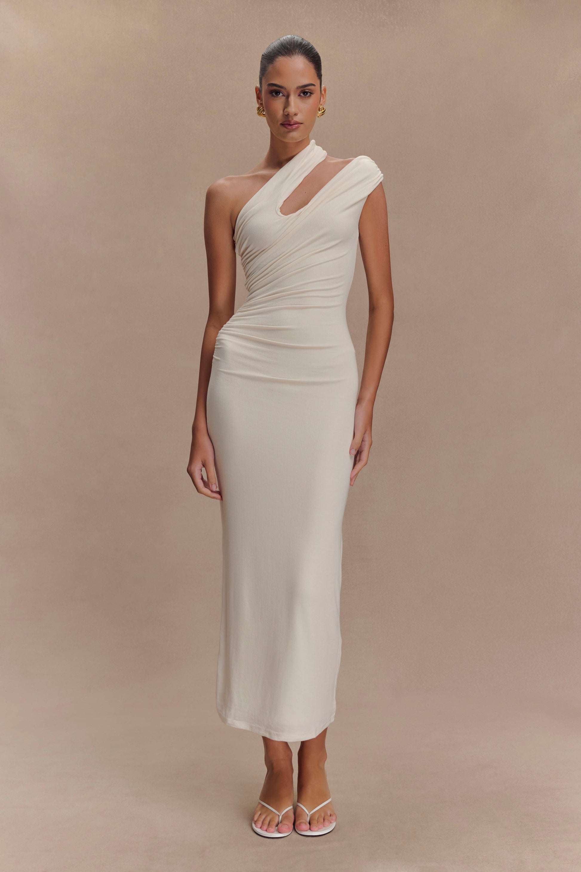 Anastasia One Shoulder Modal Maxi Dress - Ivory