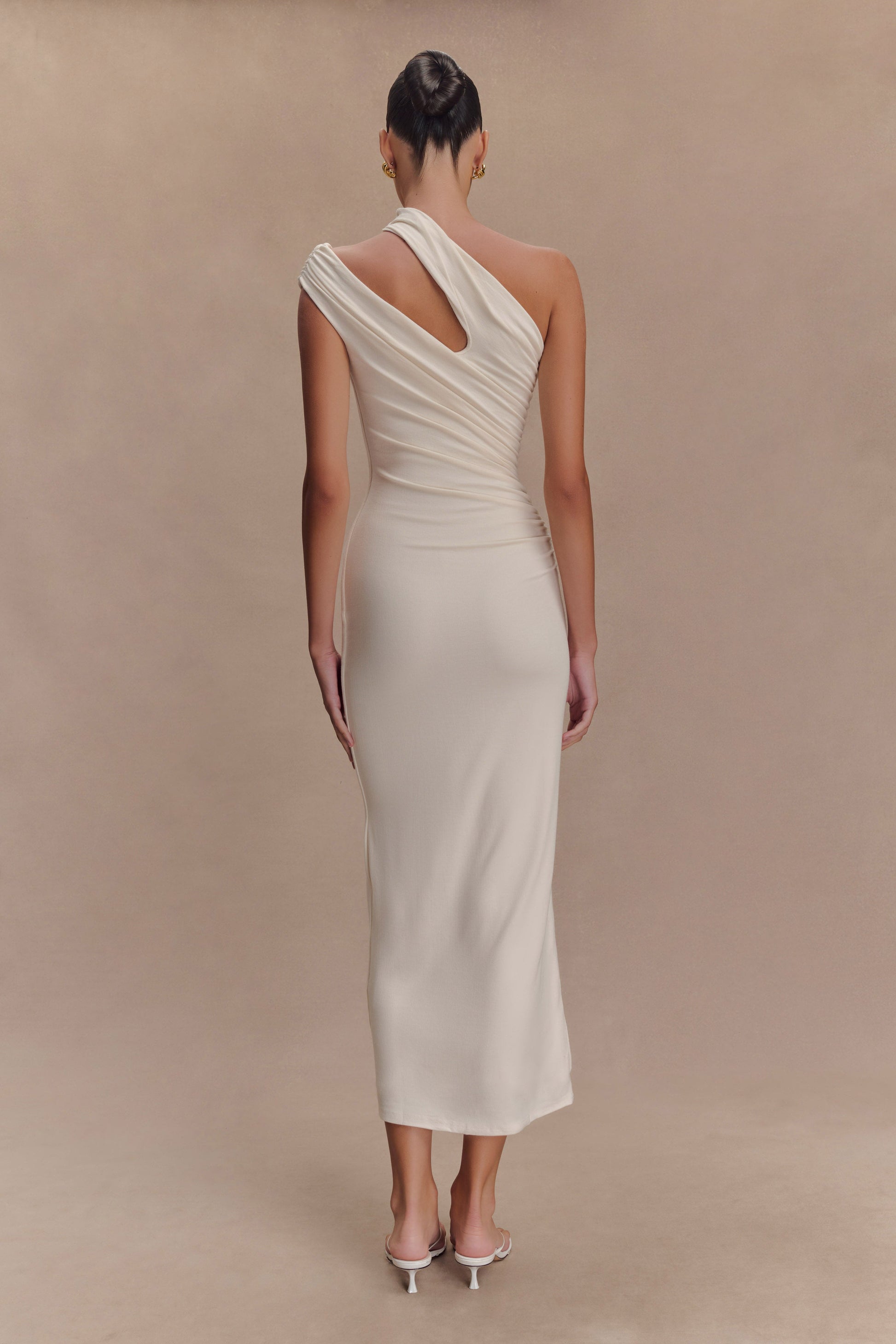 Collective Dress - Anastasia One Shoulder Modal Maxi Dress - Ivory image 3