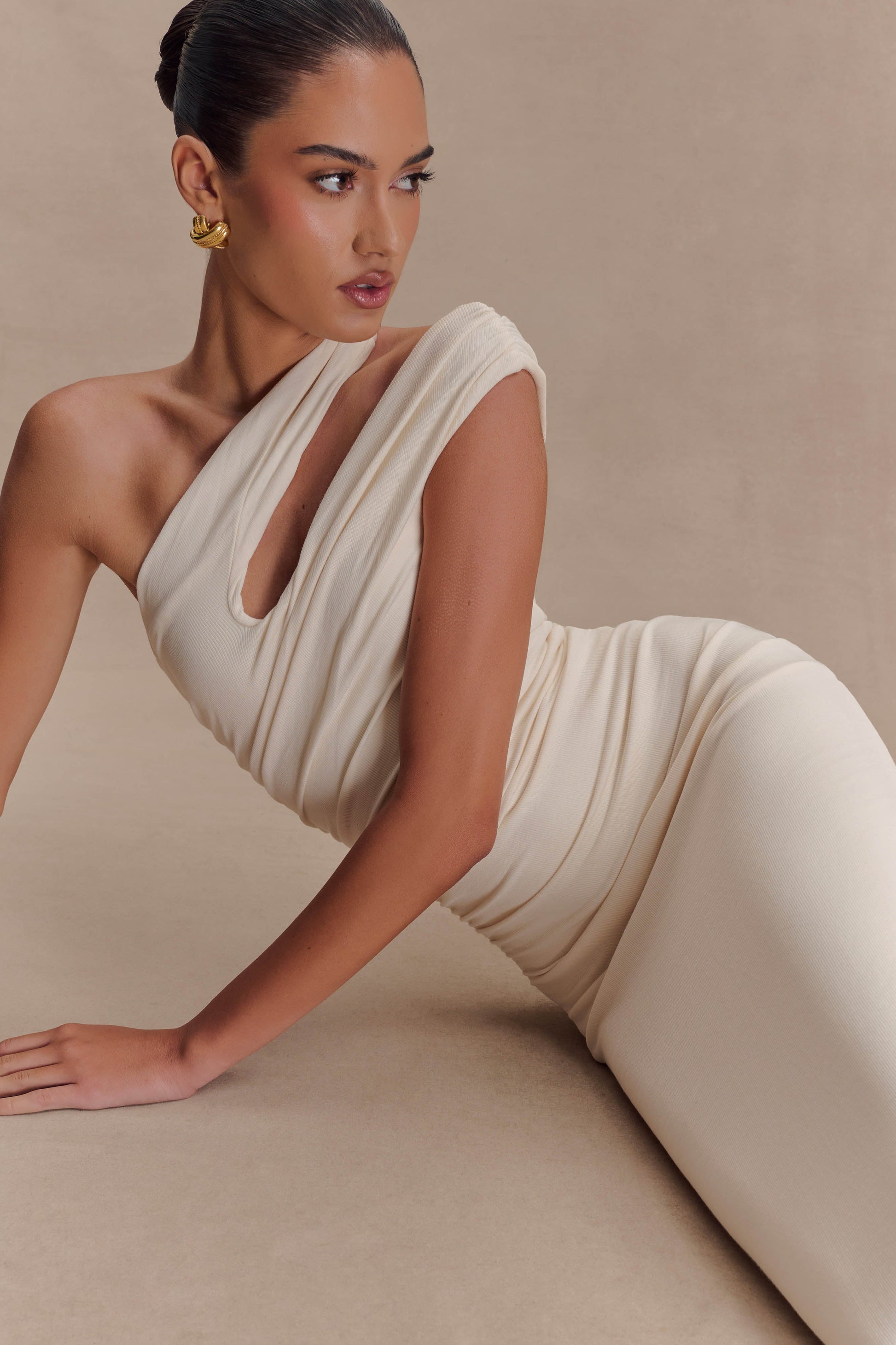 Collective Dress - Anastasia One Shoulder Modal Maxi Dress - Ivory image 4
