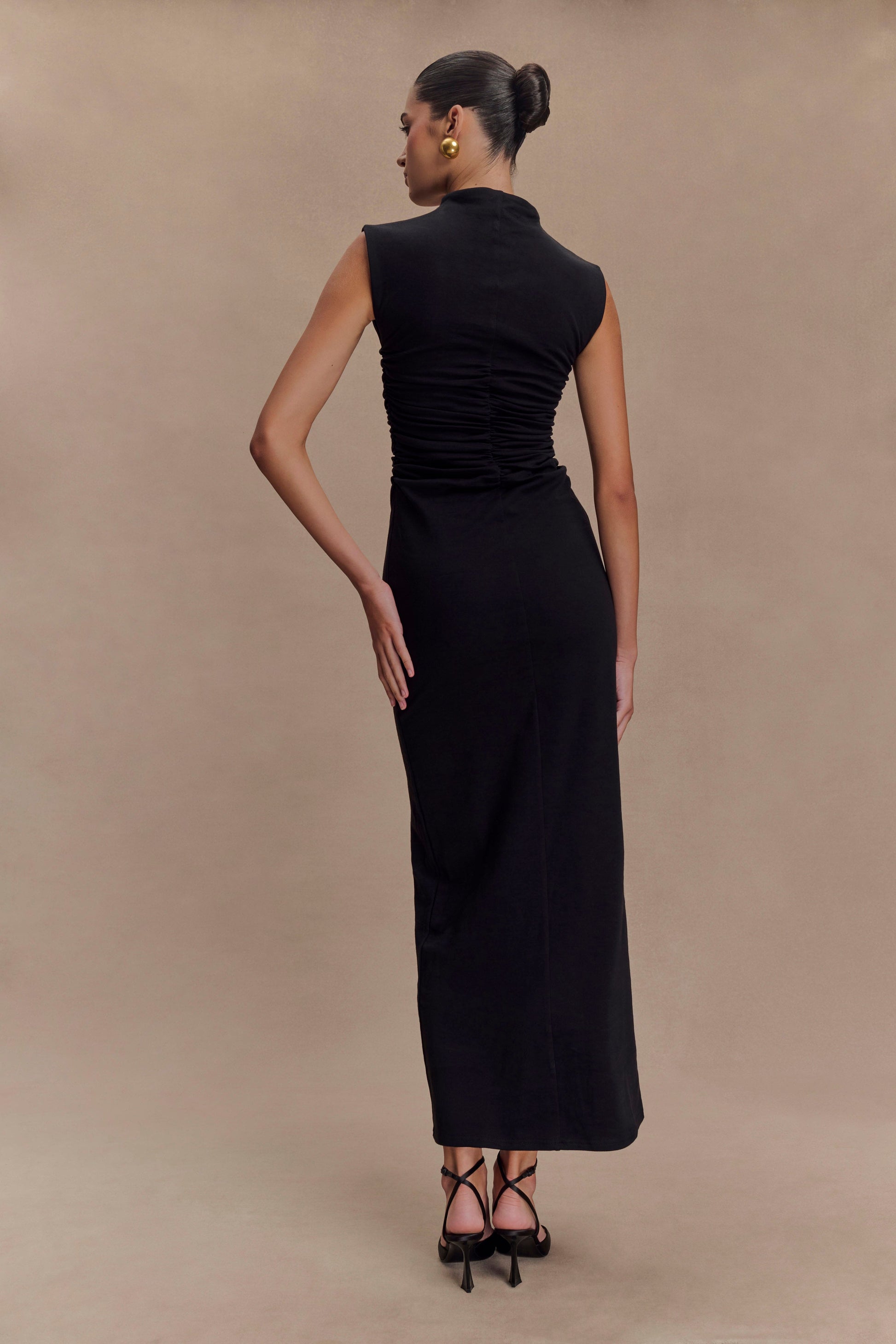 Elliot High Neck Sleeveless Maxi Dress - Black - View 3 | Shop Formal Dress