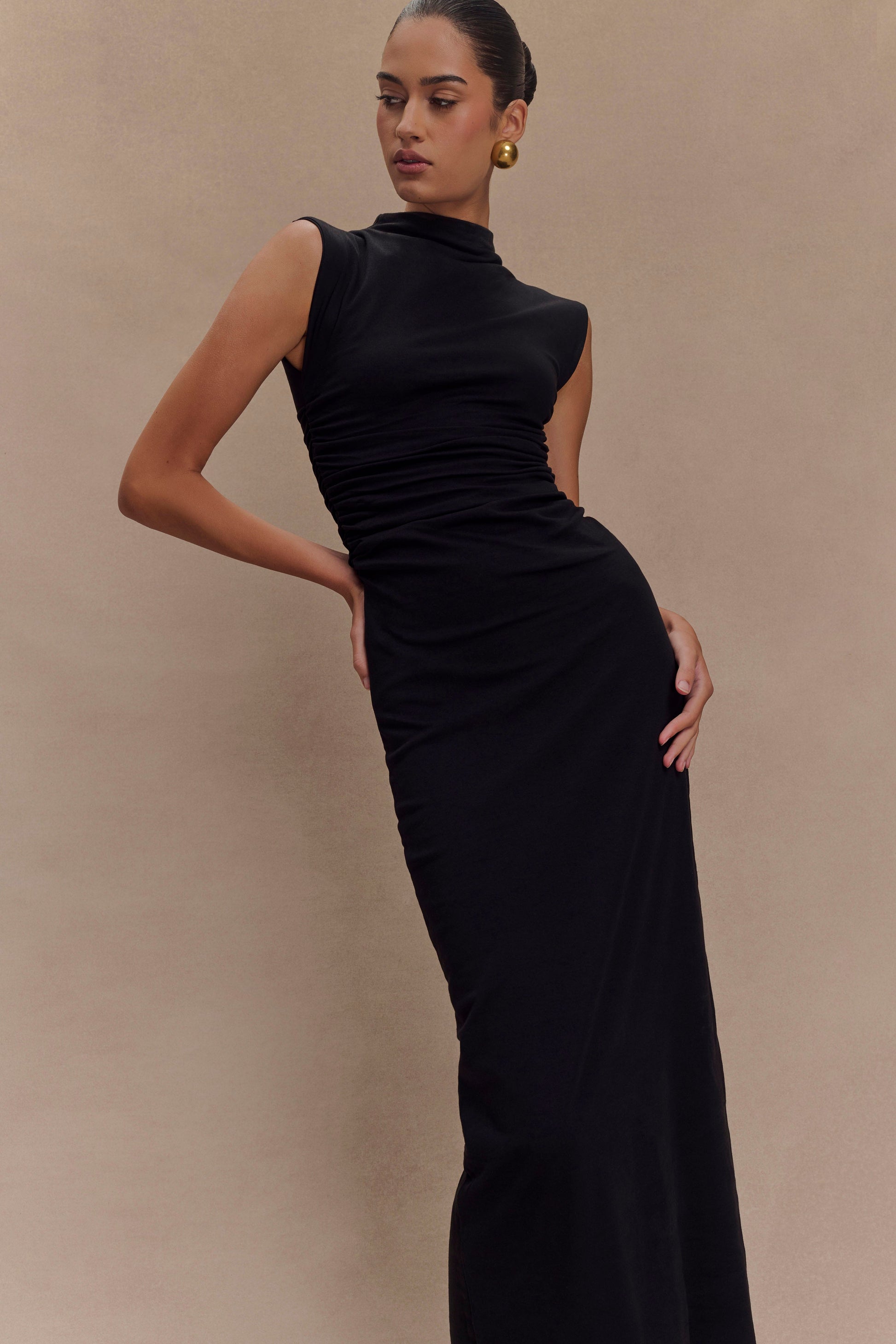 Elliot High Neck Sleeveless Maxi Dress - Black - View 5 | Shop Formal Dress