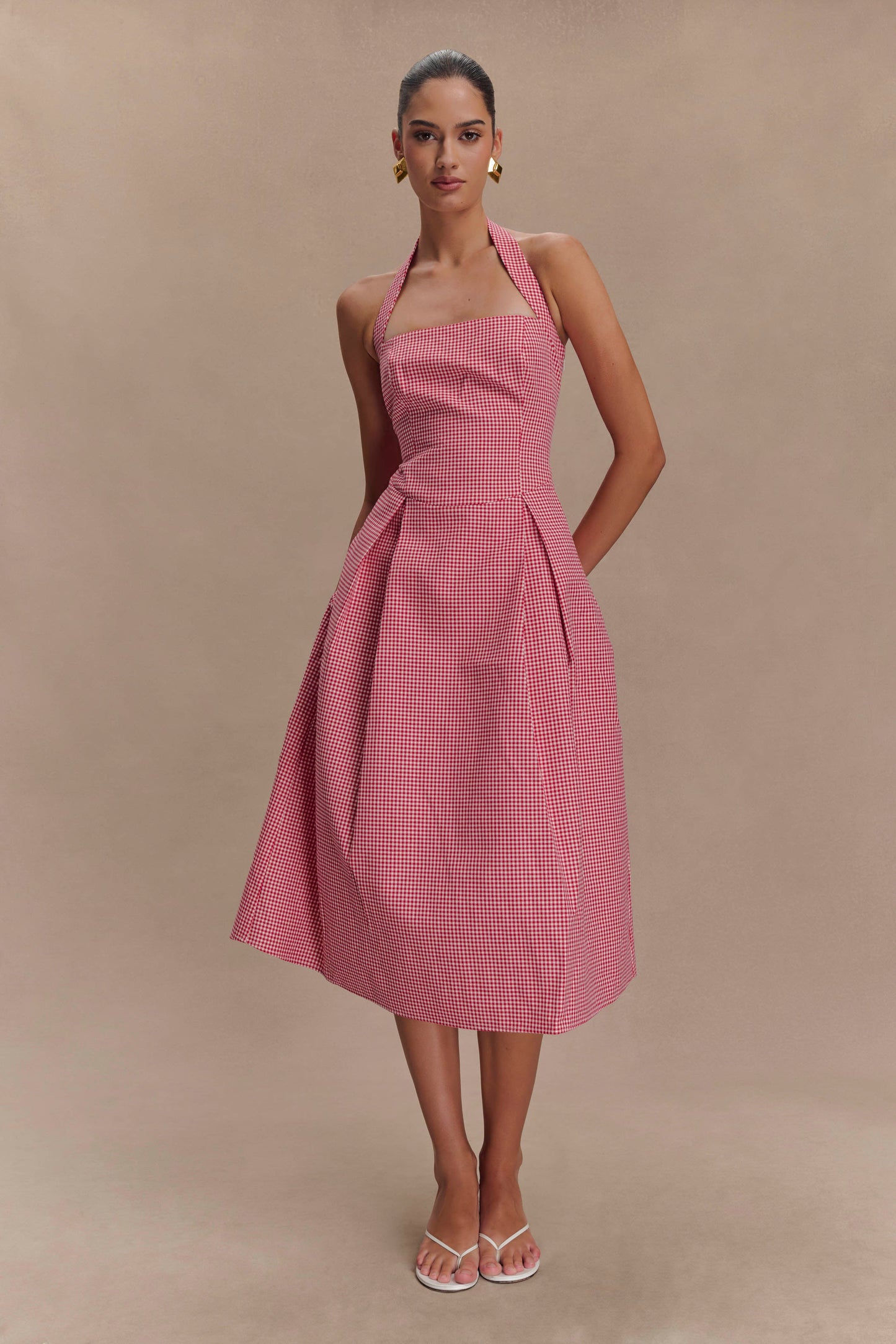 Juana Halter Midi Dress - Red Gingham