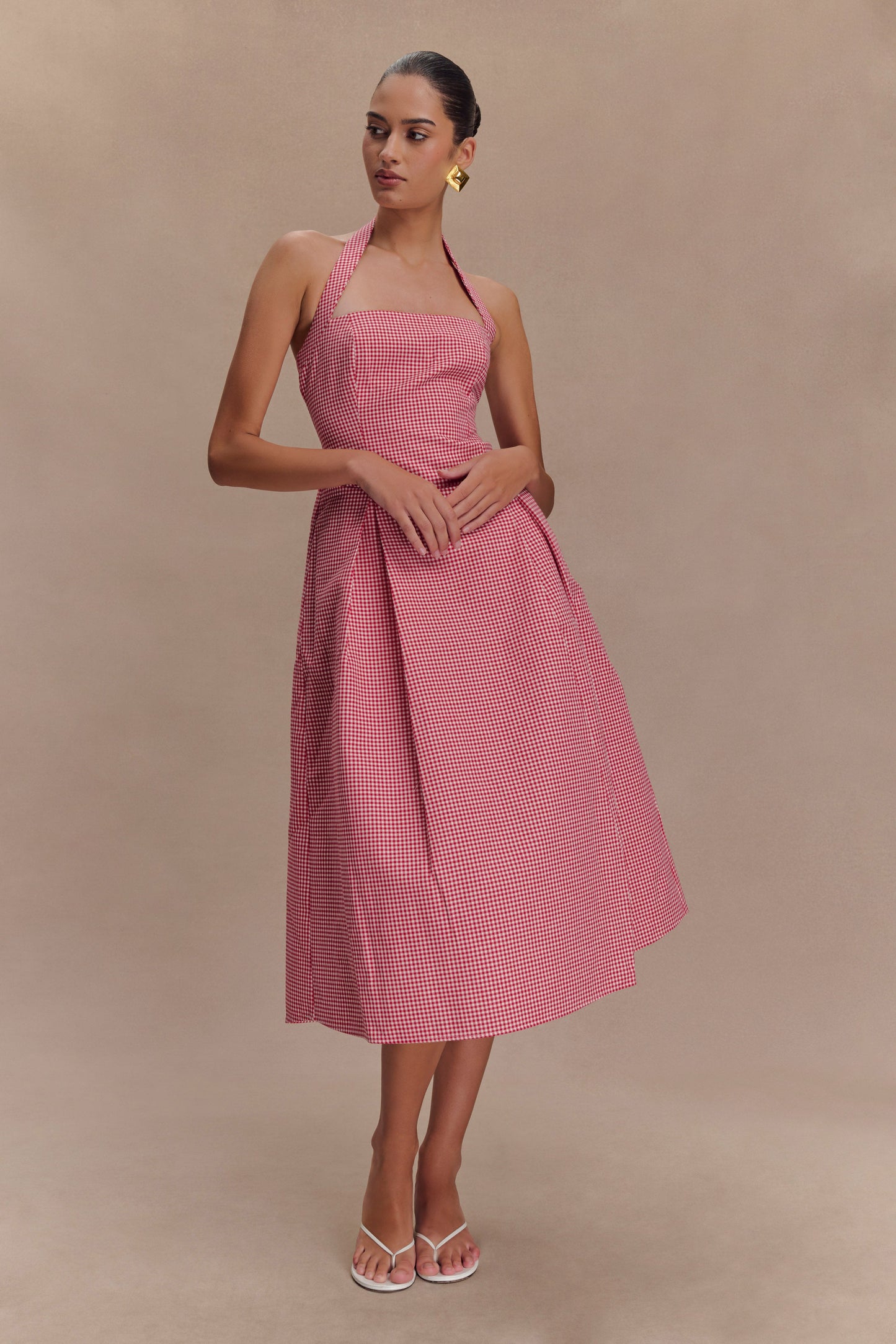 Juana Halter Midi Dress - Red Gingham
