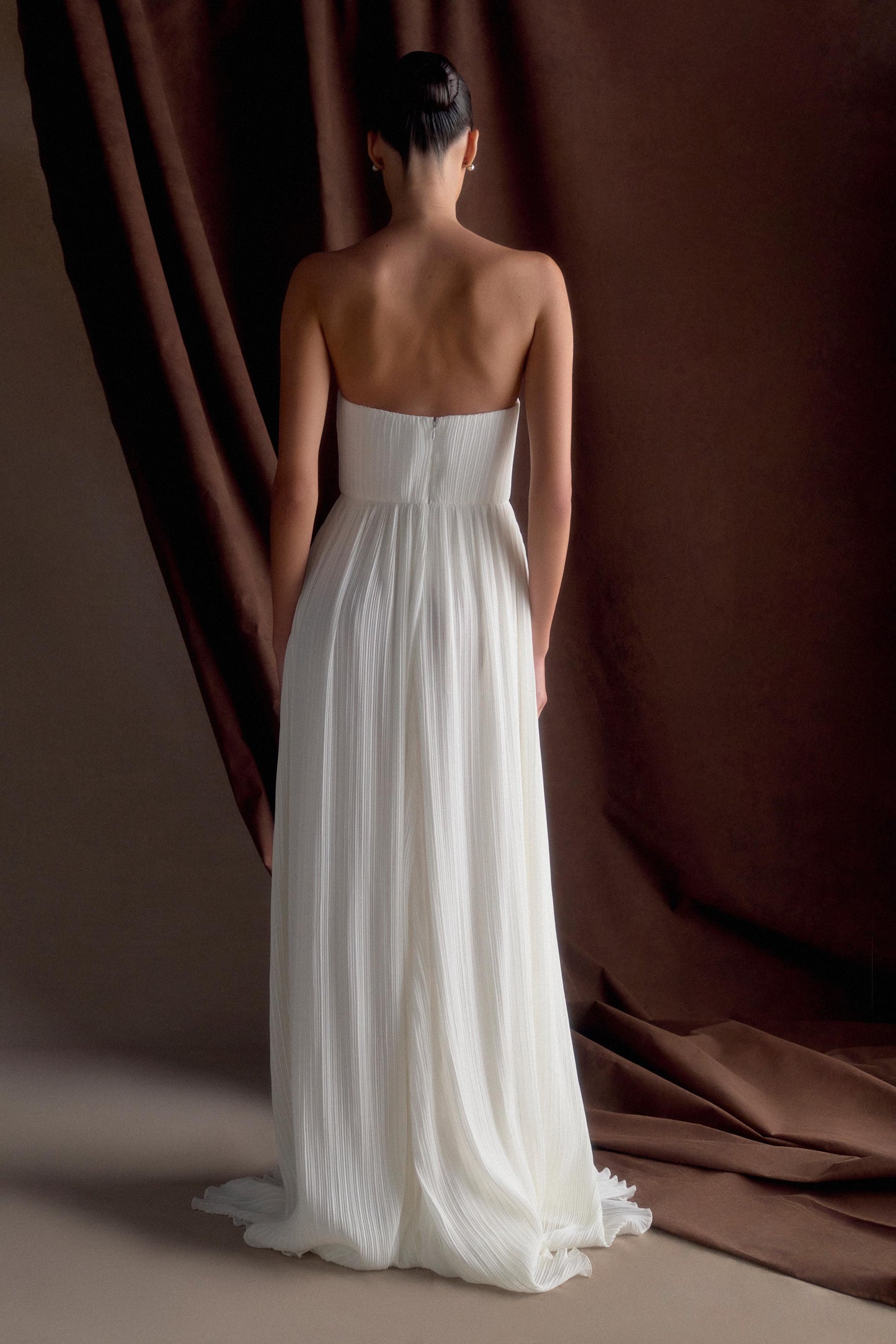 Juno Strapless Pleated Maxi Gown - White
