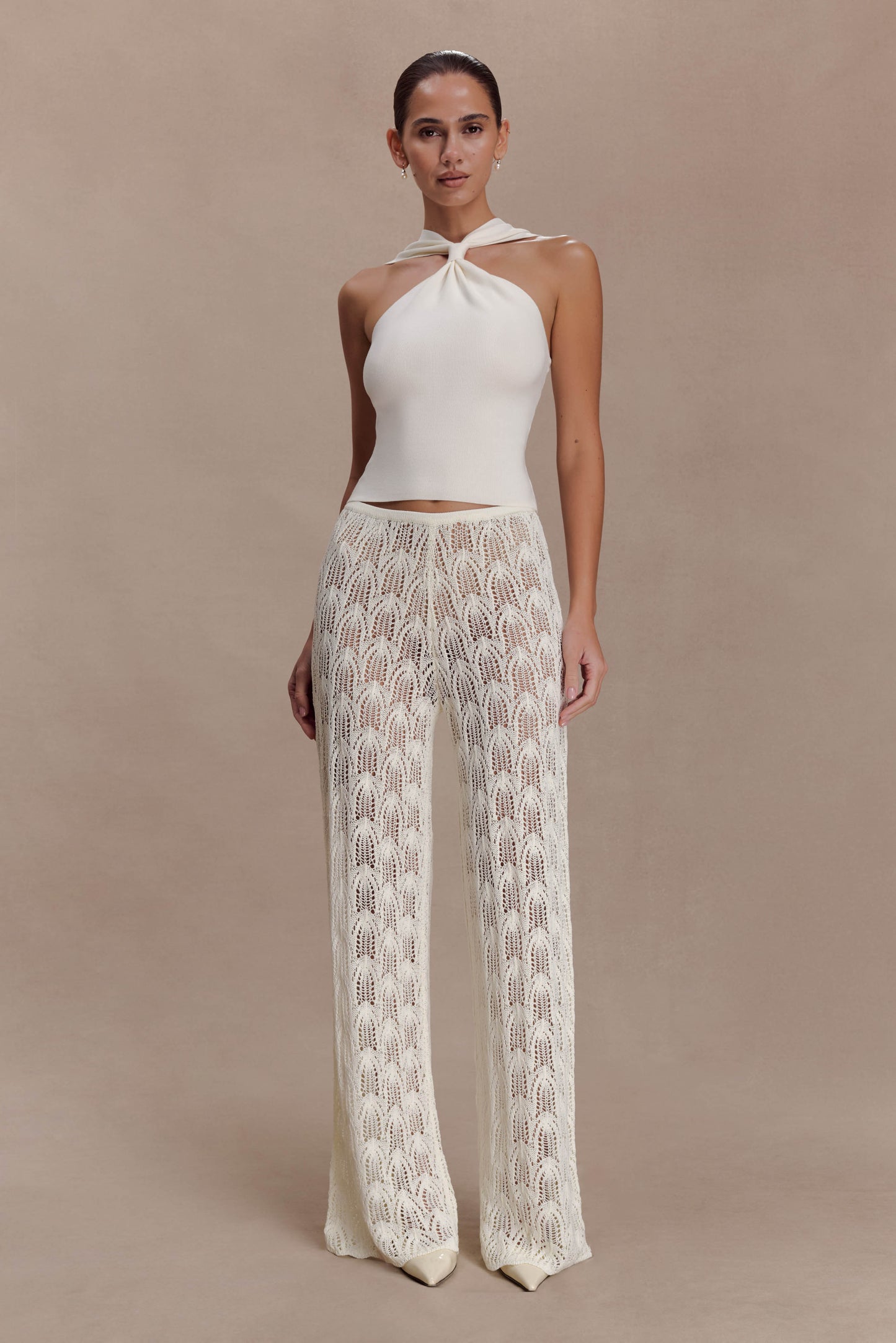 Angelika Twist Front Knit Top - Ivory